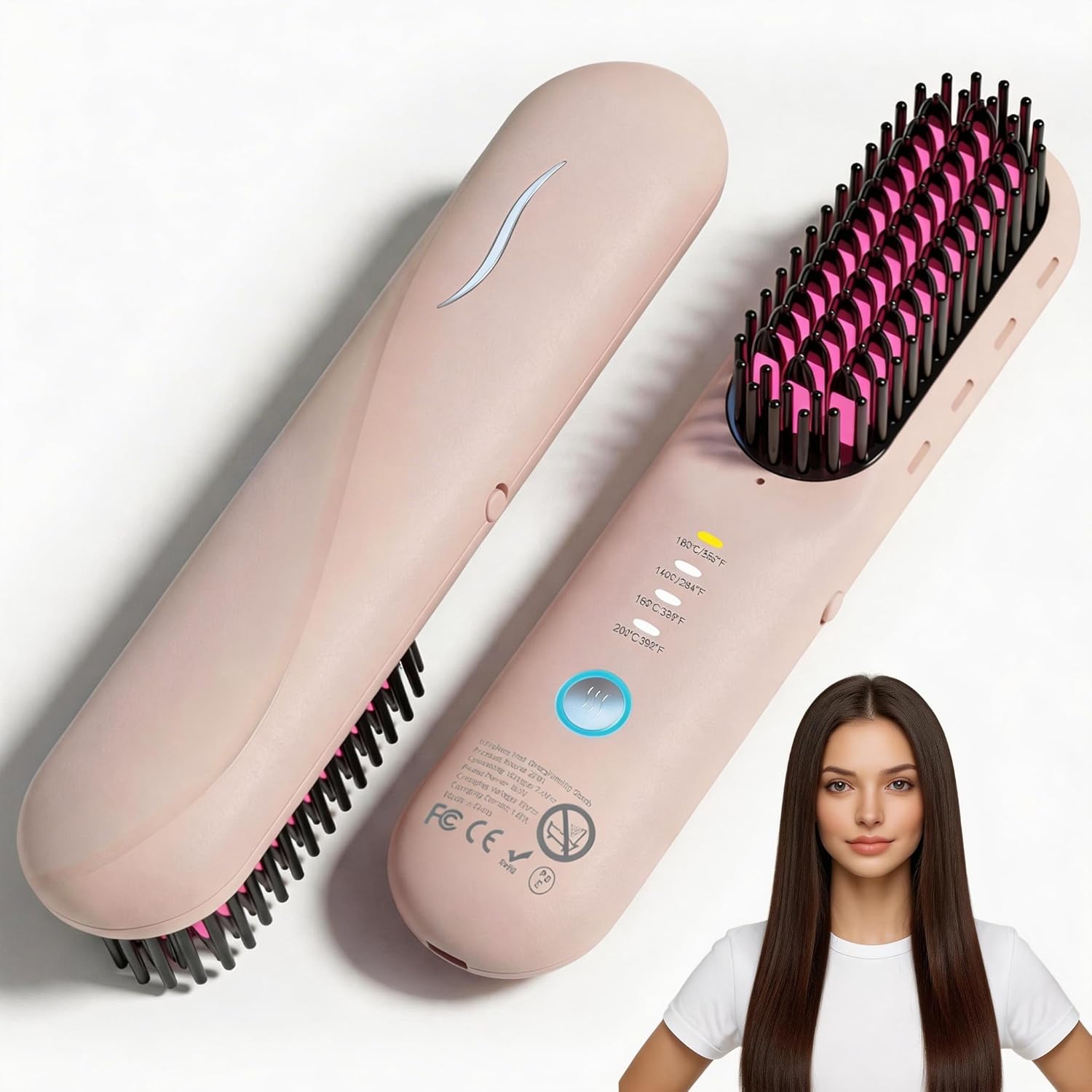 Cordless Straightening Comb - Hair Straightening Brush for Short Hair - Mini & Portable Travel Heated Brush, Styling Tools