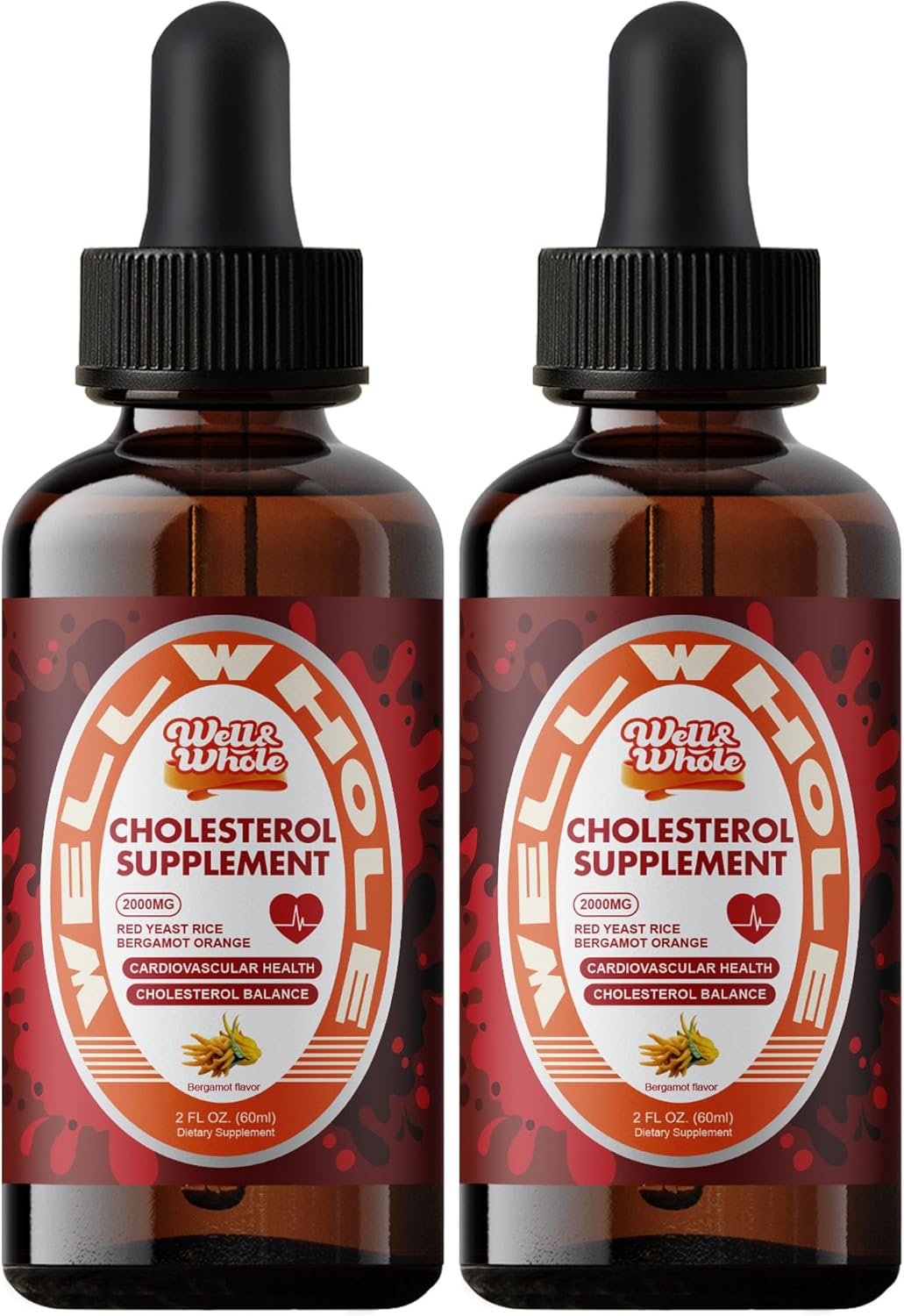 Well&Whole Cholesterol Support Liquid Drops | Plant Sterols & Red Yeast Rice Tincture | Bergamot & Guggul Extract | Heart Health Formula with Enhanced Absorption (2)