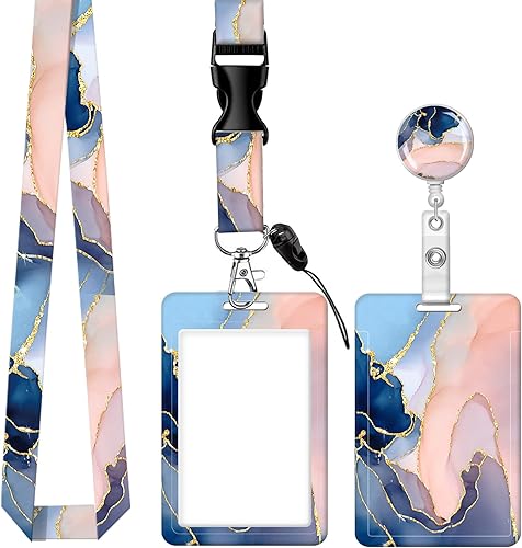 BLOCIT Portatarjetas con cordón, portatarjetas de identificación a la moda con cordones retráctiles, clip de fibra suave de metal resistente para
