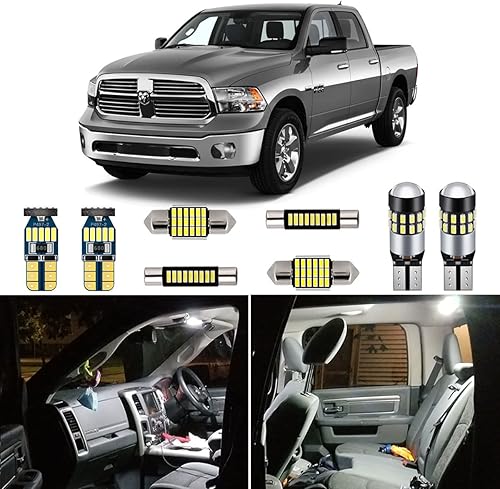 Miniatura 1 de Kit de 12 luces LED interiores blancas para Dodge Ram 2009 2010 2011 2012 2013 2014 2015 2016 2017 2018 Super Bright 6000K paquete de bombillas LED