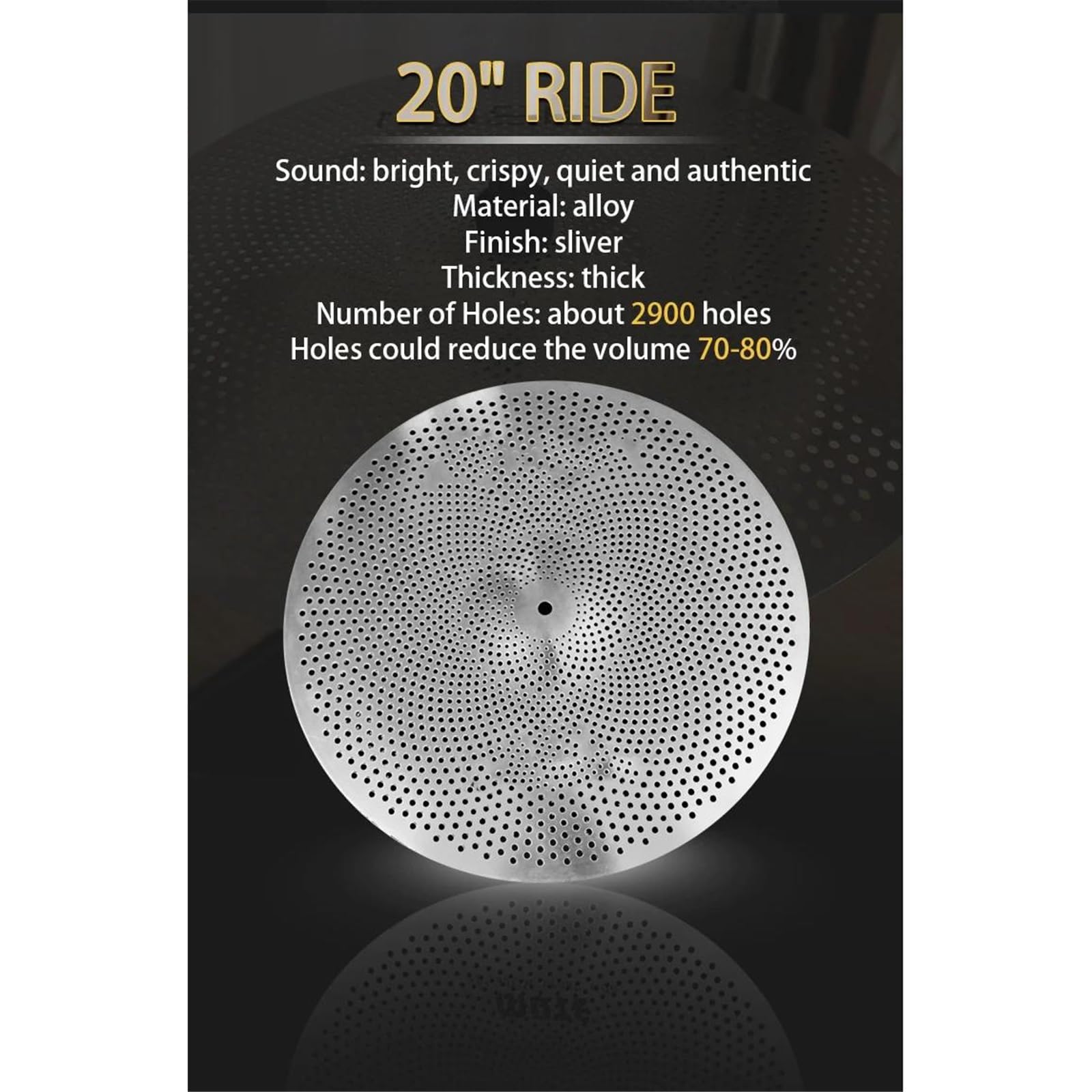 Ensemble De Cymbales En Alliage De Cinq Pièces 10" Splash + 14" Hi-Hat + 16" Crash + 20" Ride + Sac Pour Batterie De Jazz