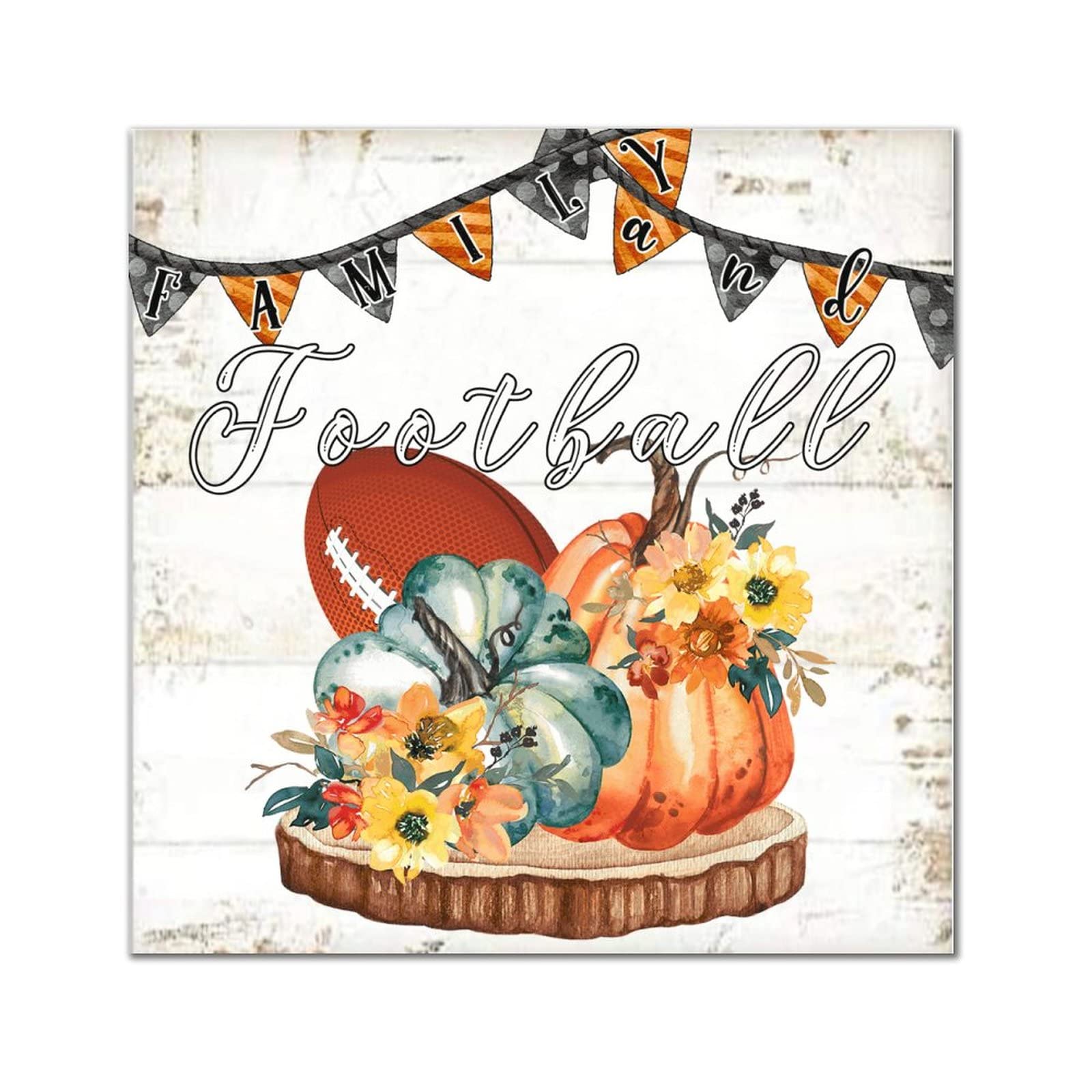 Panneau mural en bois famille et football 35cm décor automne