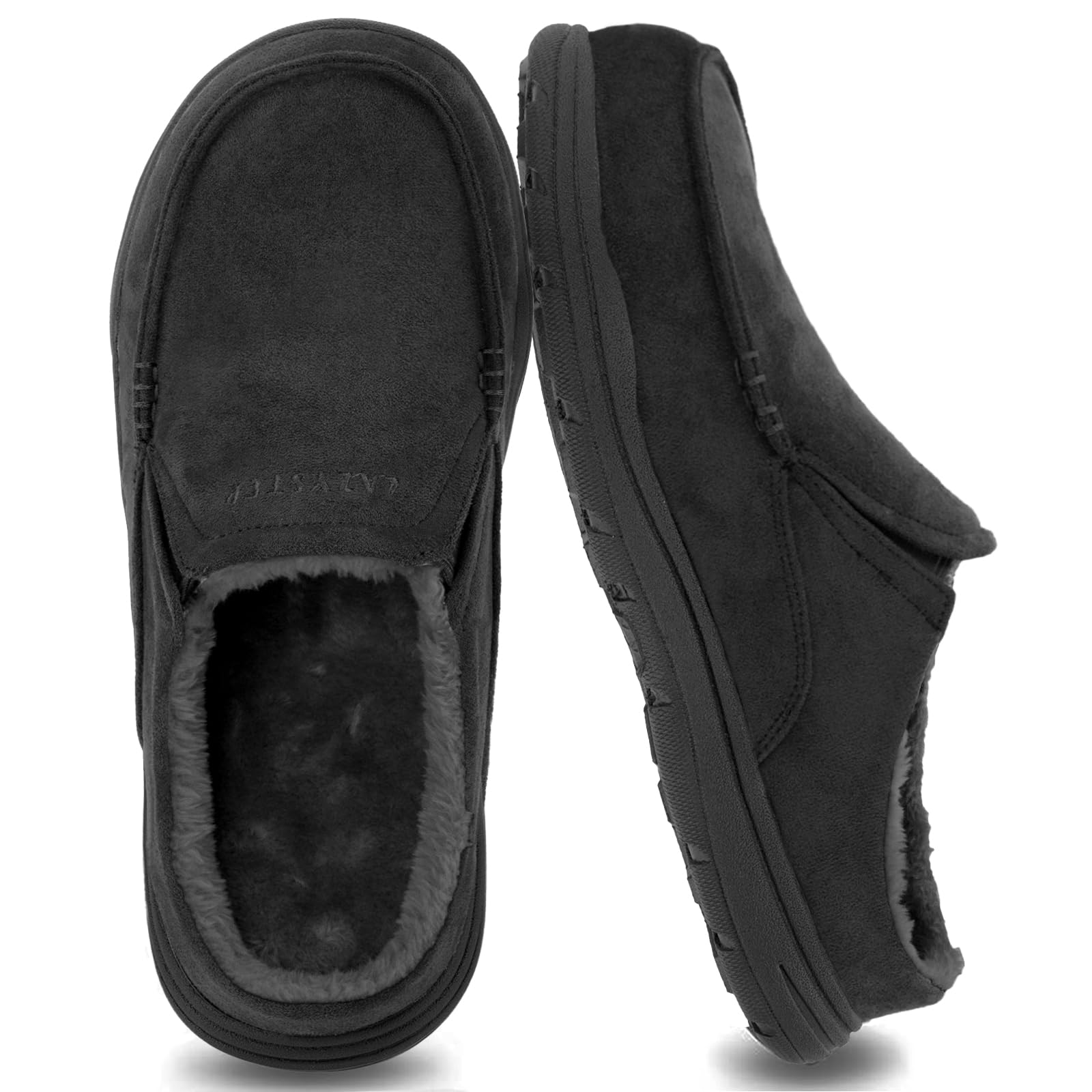 Photo 1 of **DIRT**LazyStep Men's McCoy Suede Wide Clog Slipper with Comfort Memory Foam, Slip on Warm Indoor Outdoor House Shoes(2024, Black, Size 13)