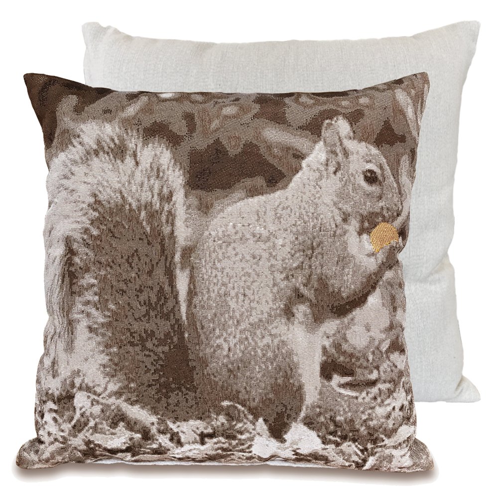 Lancashire Textiles Woven Squirrel Design Luxury Polycotton Scatter Cushion Cover Only (No Inner Included) - Single Cover