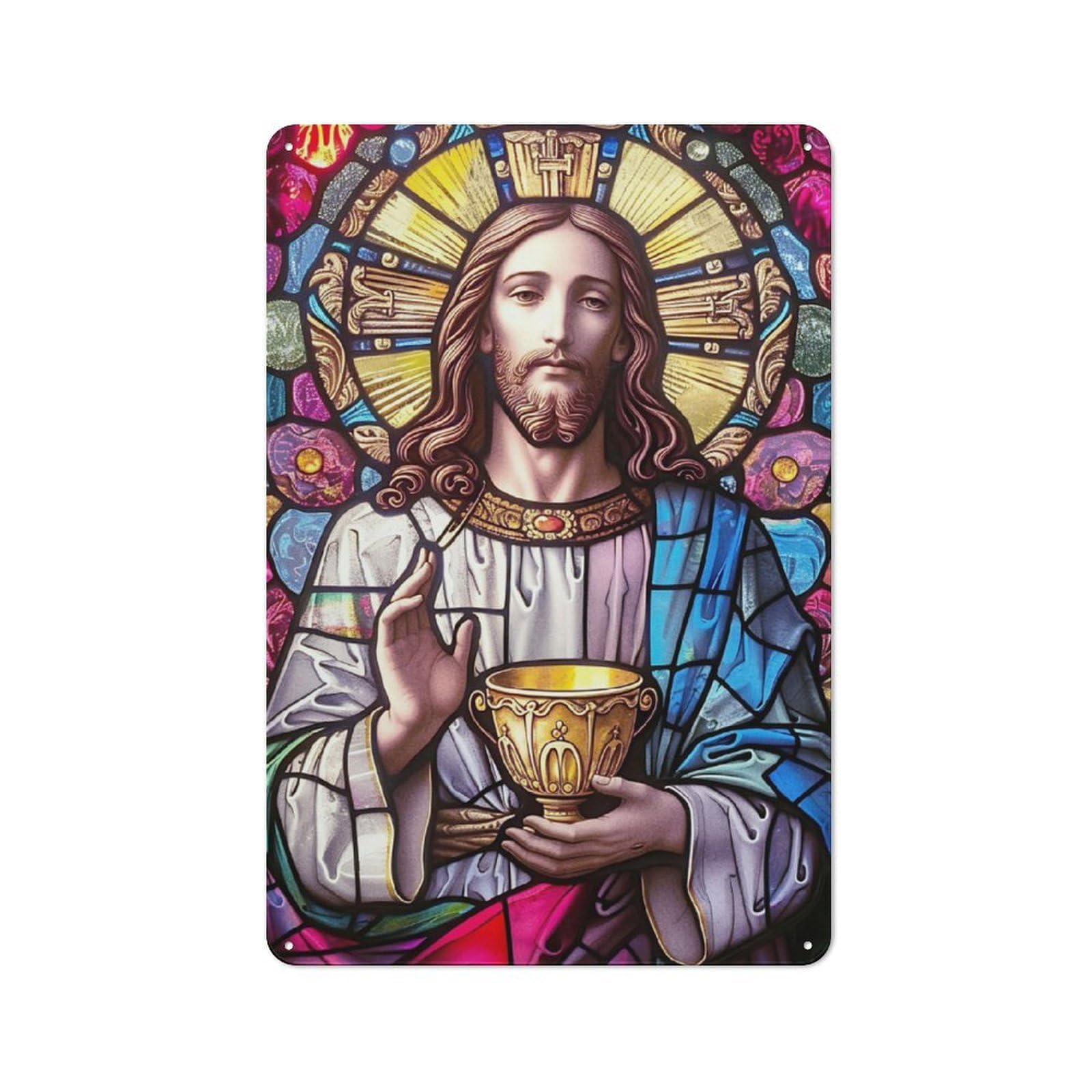 Junmoney Jesus 5 Metal Sign 30X20cm With For Workshop Wall, Rustic Decor, For Collectors Decorating Workshops And Hobby Rooms