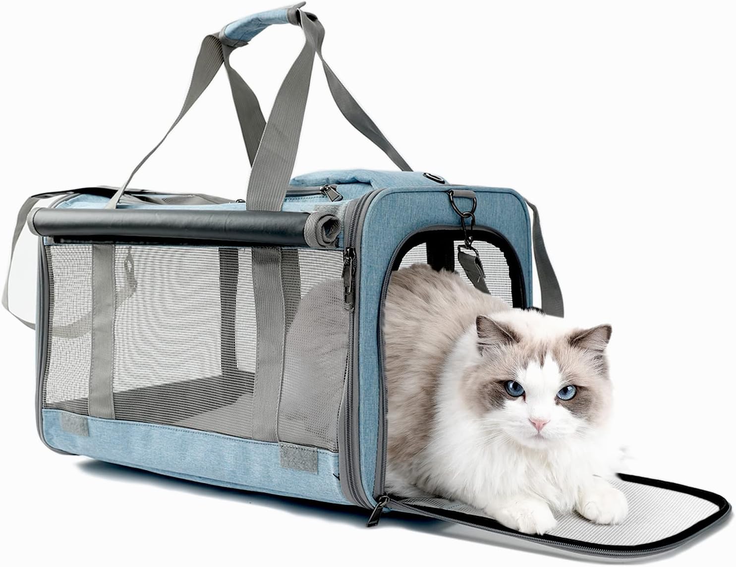 HSC PET Cat Carrier Blue Small Dog Bag,SoftSided Temporary Kennel for Puppy