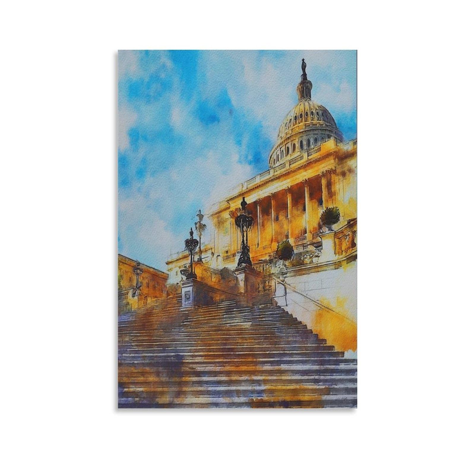 Washington 24x36inch(60x90cm) Vintage Travel Poster Watercolor Canvas Art
