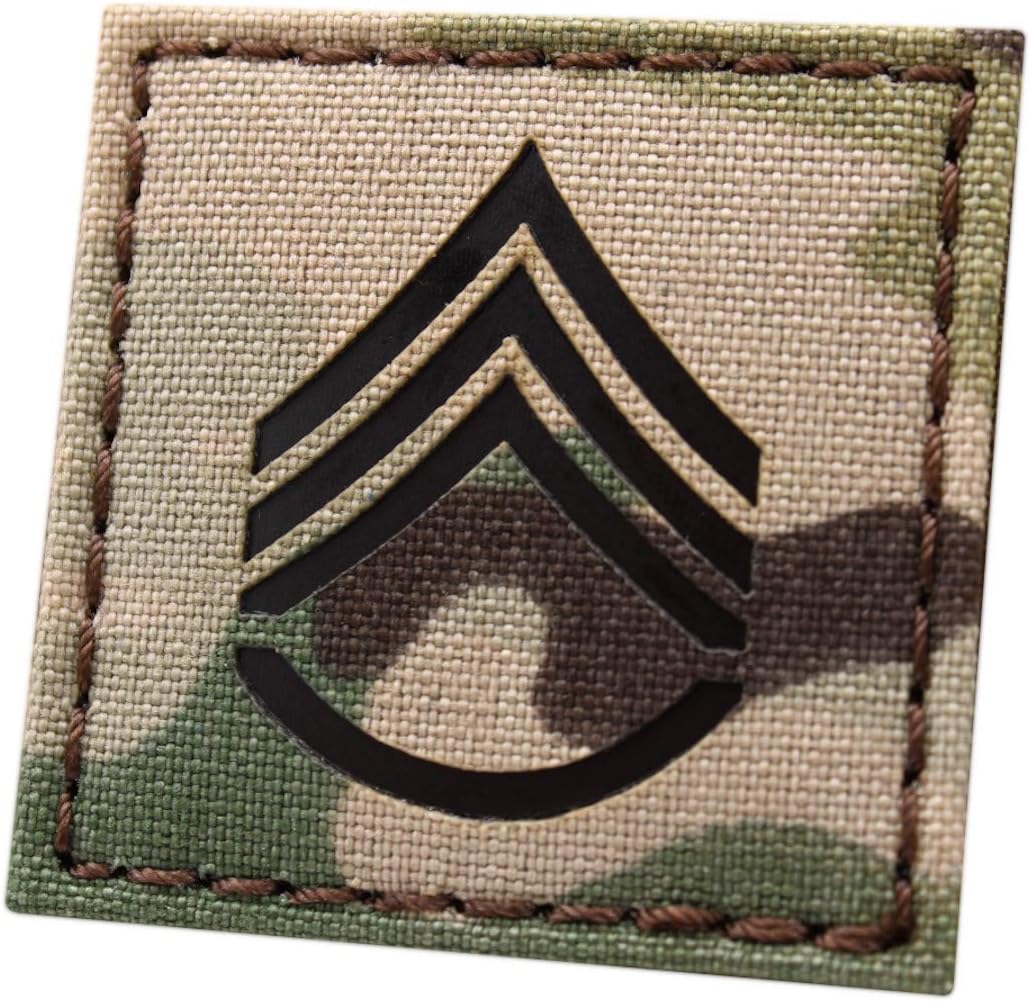 Tactical FreakyMulticam IR 2x2 US Army Staff Sergeant SSG E-6 Rank USA Morale Touch Fastener Patch