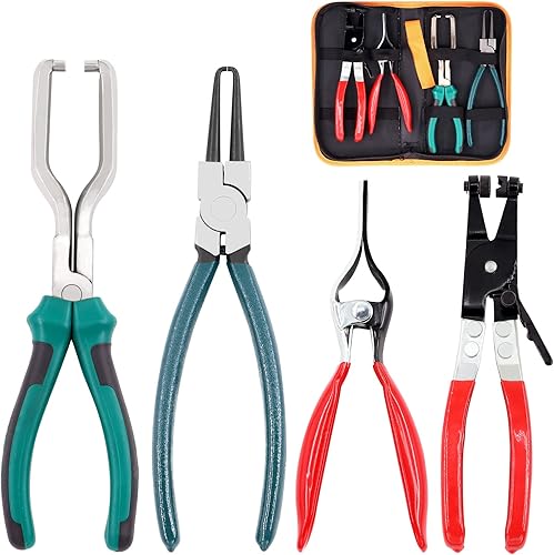 Glarks El kit de 4 alicates de línea de combustible incluye pinzas de filtro de combustible de 9 pulgadas y clip de abrazadera de tubo de manguera