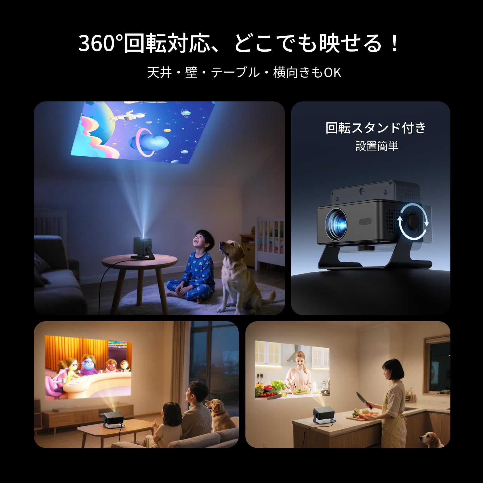 Amazon.co.jp: プロジェクター家庭用 小型 天井 静音【Netflix