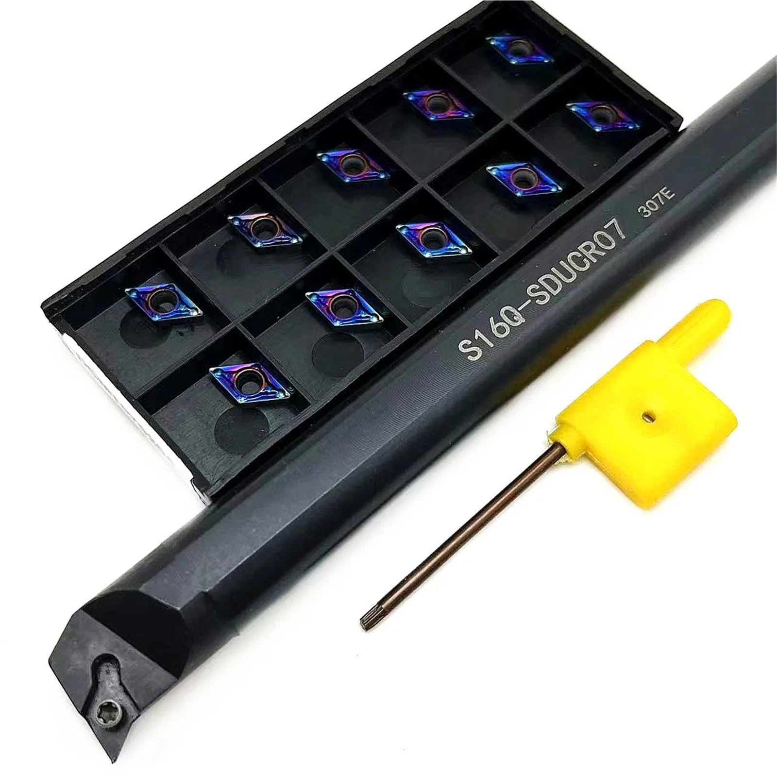 1 pièce S08K SDUCR07 S10K S12M S14N S16Q SDUCR07 Outils de tournage indexables pour barre d'alésage + 10 inserts de tournage DCMT070204 (S16Q SDUCR07) (S16Q SDUCR07)