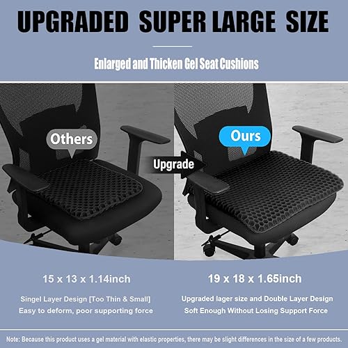 Miniatura 2 de Cojín de gel para aliviar la presión sentado durante mucho tiempo (súper grande y grueso), cojín de gel antideslizante para espalda, ciática, alivio