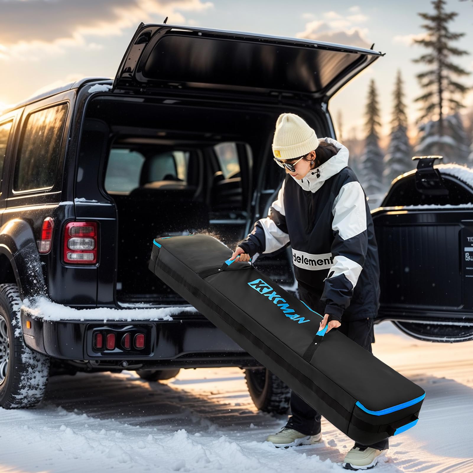 XCMAN Snowboardtasche für Flugreisen – vollständig gepolsterte Skitasche wasserdichte Snowboardtasche für Reisen Snowboardstiefel