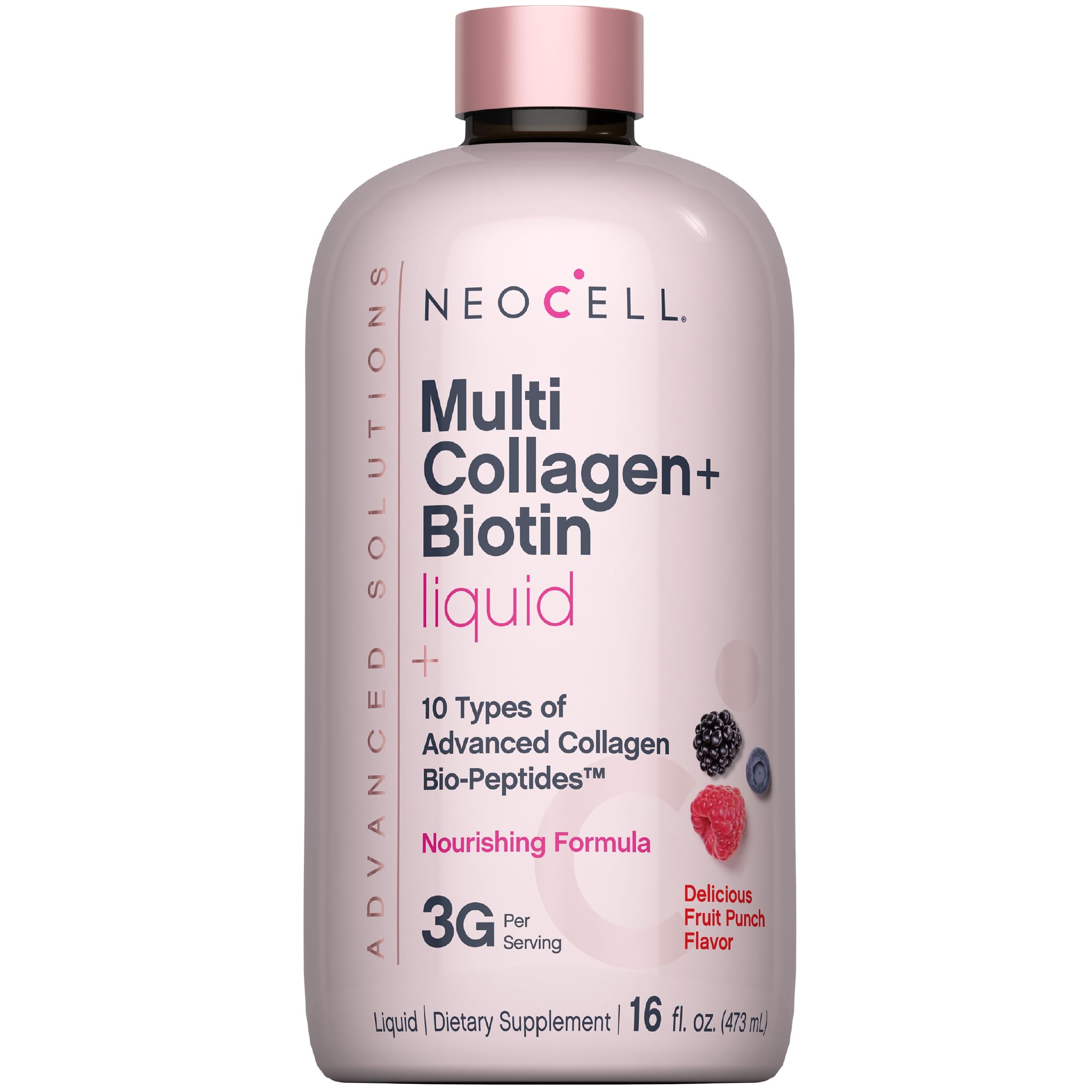 NeoCell Liquid Multi Collagen Peptides 16 fl oz with Biotin Advanced Nourishing Formula 10 Types of Bio-Peptides Hair