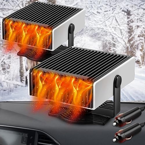 2 piezas de calentador de coche de 150 W, desempañador, desempañador, ventilador de refrigeración de calefacción giratorio de 360 grados,