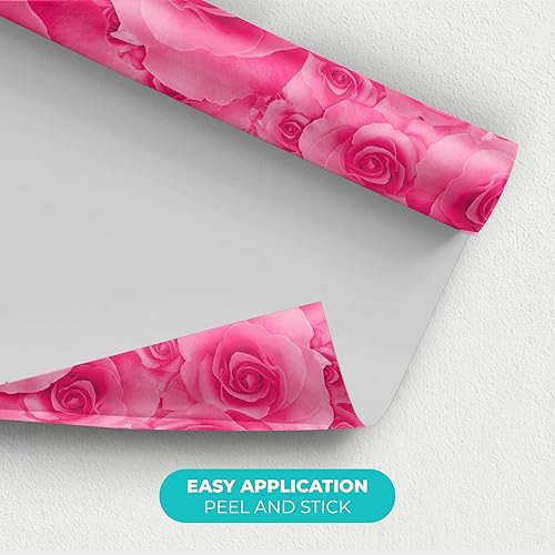 Miniatura 2 de Papel tapiz rosa floral, decoración de habitación para despegar y pegar, papel tapiz autoadhesivo, decoración de papel de pared para sala de estar,