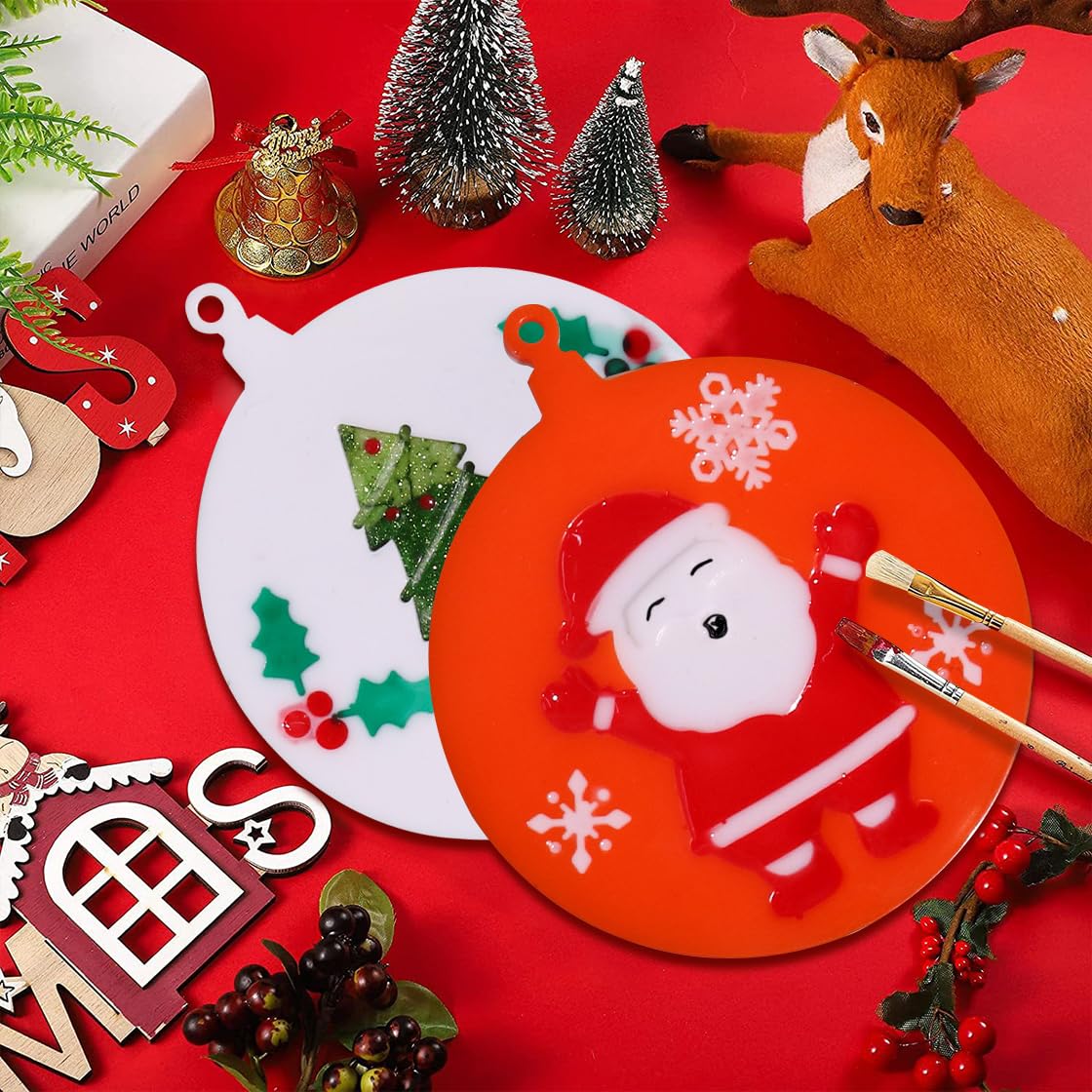 2 moldes de silicona de Navidad, 14 cavidades, Papá Noel, muñeco de 2 moldes de silicona de Navidad, 14 cavidades, Papá Noel, muñeco de