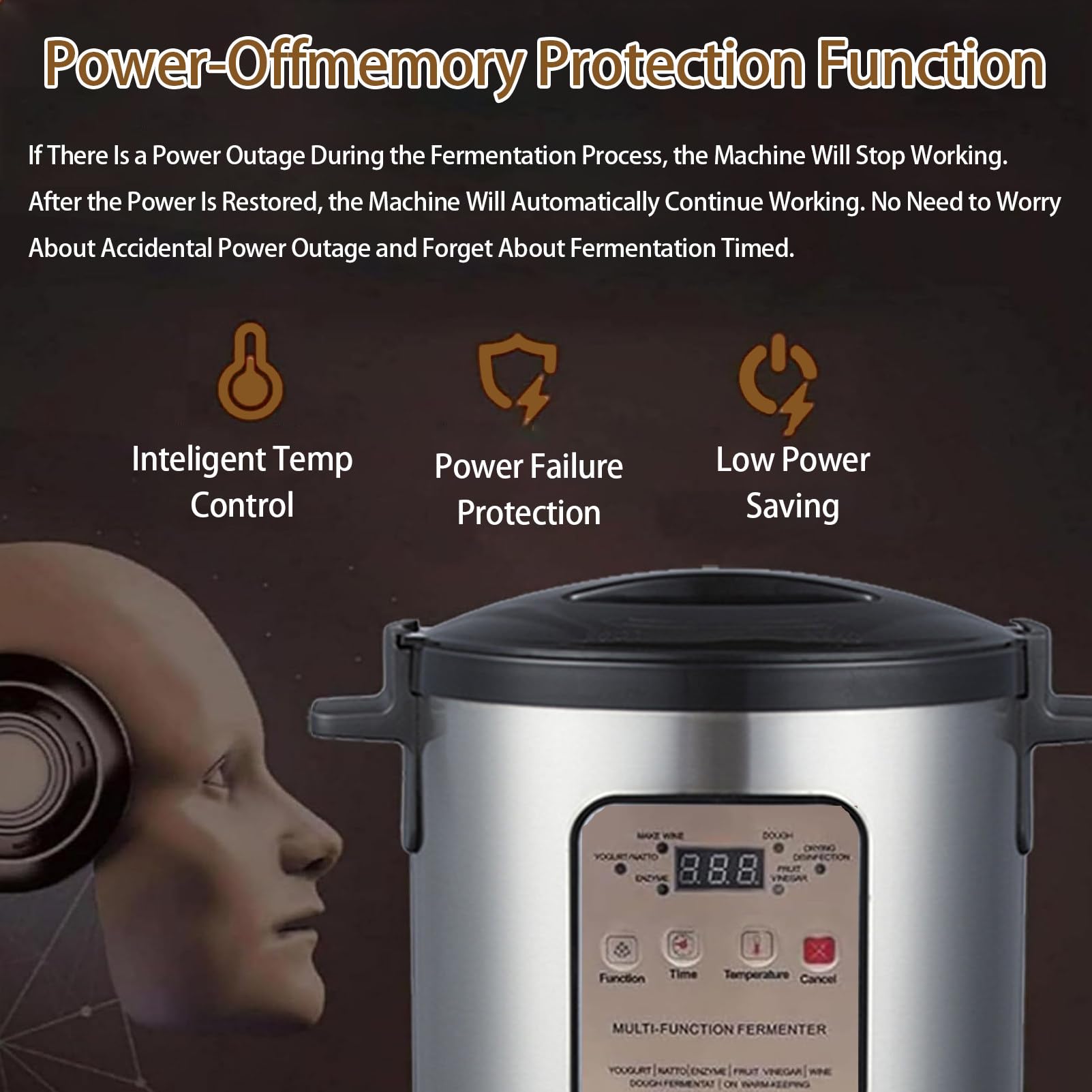 Yogurtera AutomáTica De 12/18 L con Recipiente Interior De Acero Inoxidable Y Memoria De Apagado, Ideal para Restaurantes Y Postres 12L