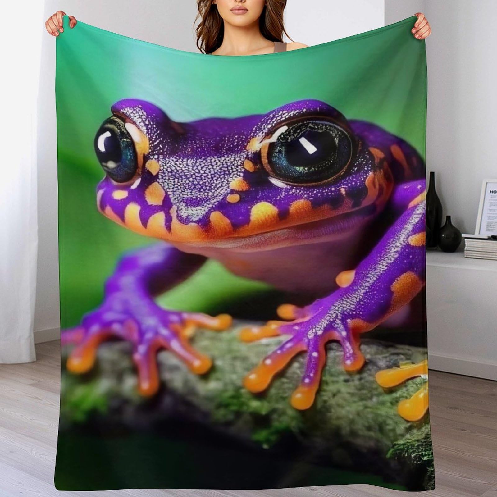 Couverture grenouille pour canapé et voyage en flanelle douce