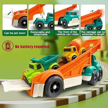 Toddlers Car Toys for 3 4 5 6 Year Old, Toddler Car Toys Dump Truck Toys and Mixer Cement Toy,Construction Vehicle Toys Set for Kids Christmas Birthday Gifts for Toddler Boy Girl 3-4