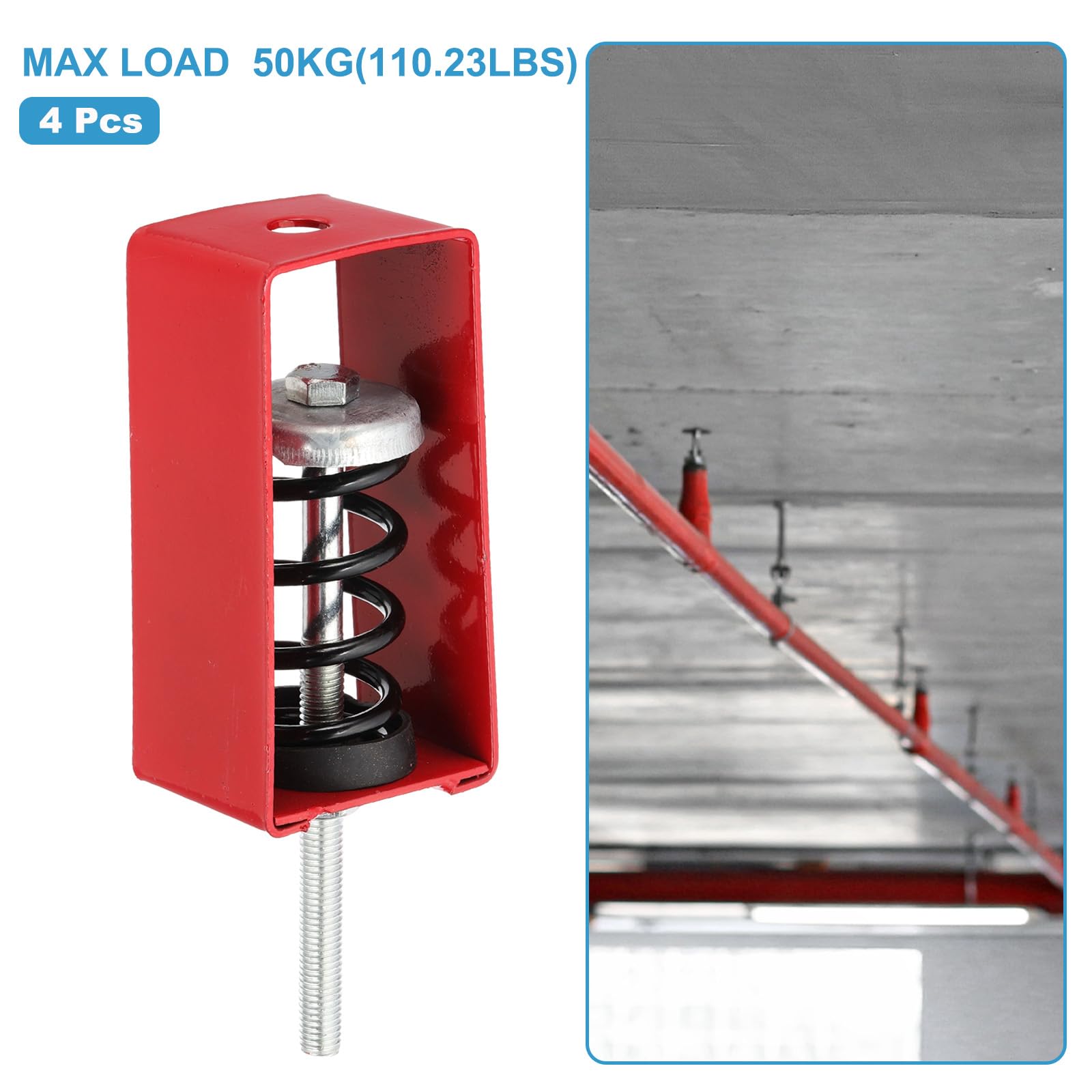 PATIKIL Sospensione A Molla Per Soffitto Isolatore Di Vibrazioni, 4 Pezzi 110lbs Supporti Antivibrazione Meccanici Per A/C Processore D'Aria Camera Da Letto Teatro Studio, (XHS) Rosso