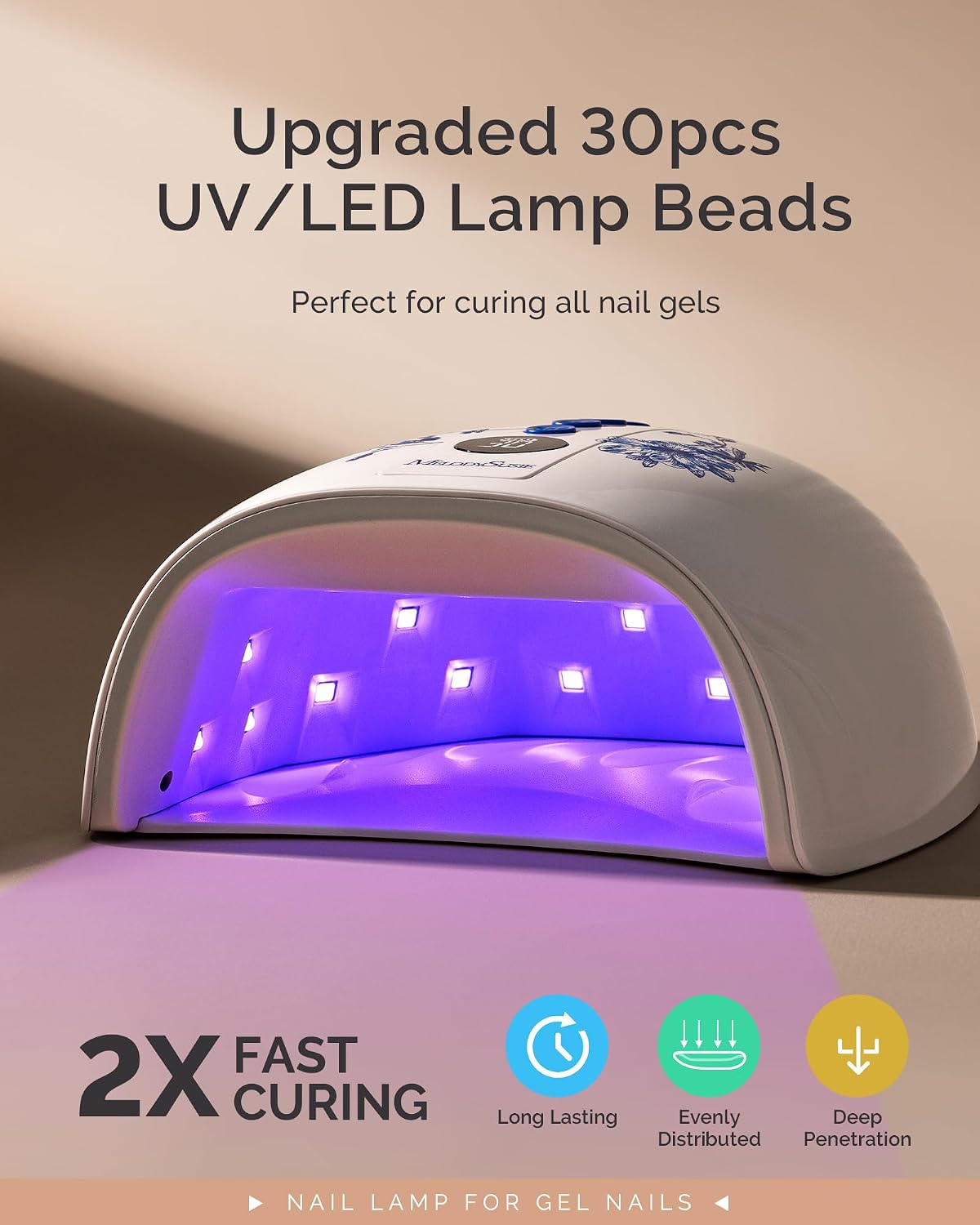 MelodySusie Rechargeable UV LED Nail Lamp, P-PLUS30G Cordless UV Nail Light for Gel Nails with 3 Timer Settings, Professional Nail Dryer for Salon & Home Use