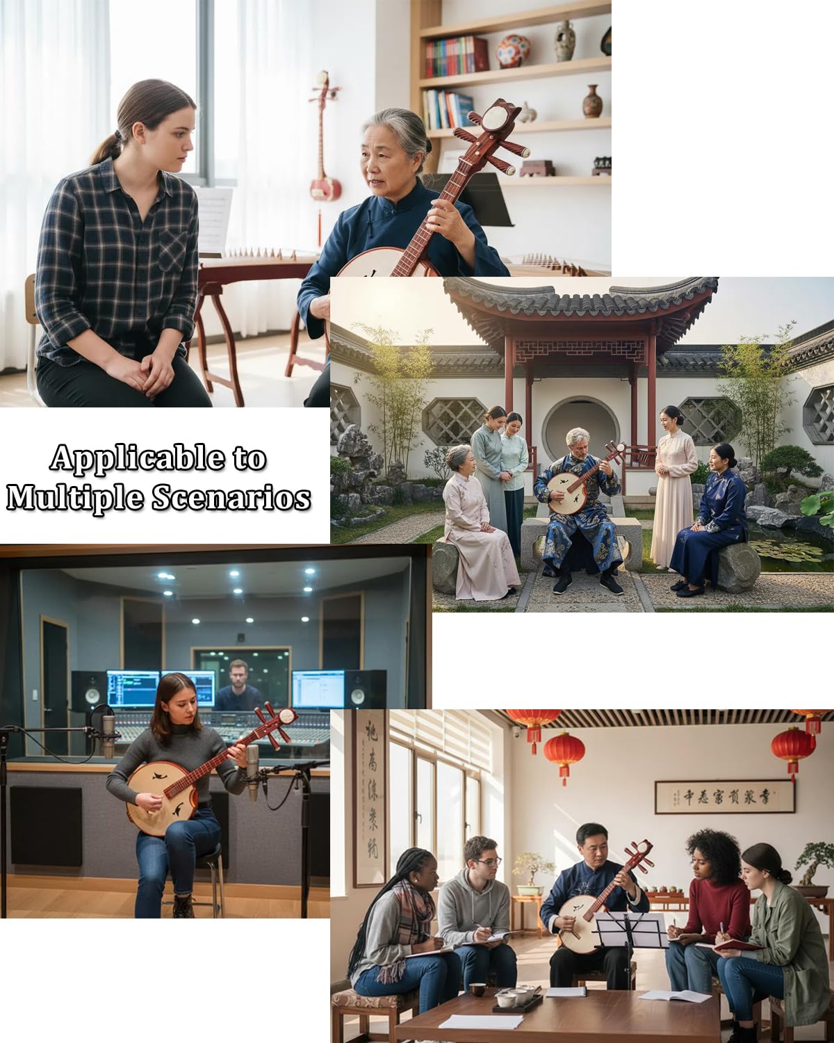 Chinesisches Ruaninstrument, handgefertigtes 4-Saiten-Zupfinstrument, für Anfänger und Performer, traditionelles Musikinstrument