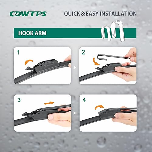 Miniatura 2 de Limpiaparabrisas de 24 + 22 pulgadas, para todas las estaciones, silencioso y duradero, repelente al agua, de alto rendimiento, para todas las