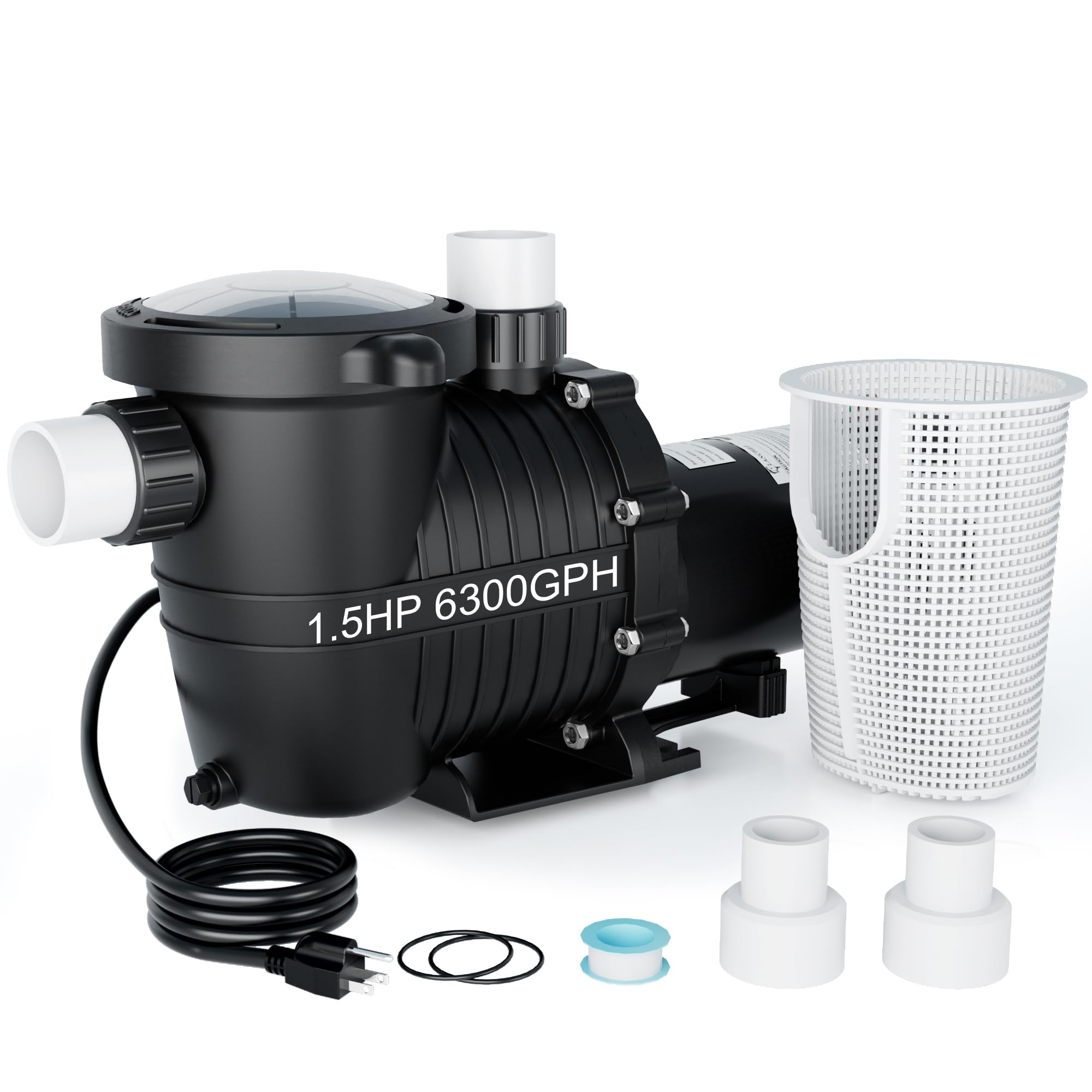 LANCHEZ In/Above Ground Pool Pump, High Flow Self Primming Swimming Pool Pumps Above Ground, Deep black