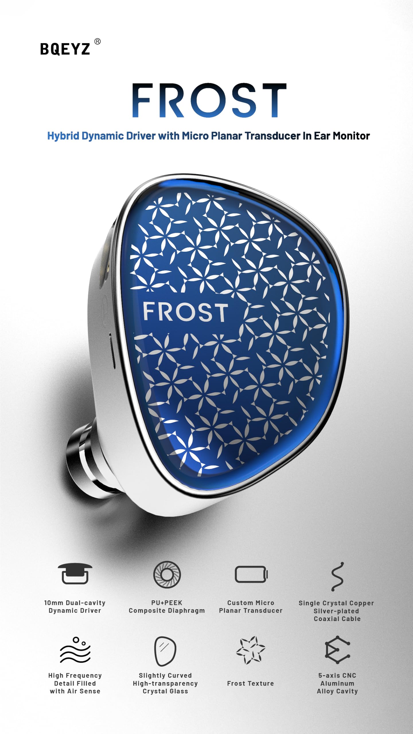 BQEYZ ウェザーシリーズ Frost 有線イヤホン マイクロ平面駆動 ブルー Amazon.co.jp: BQEYZ ウェザーシリーズ Frost 有線イヤホン マイクロ