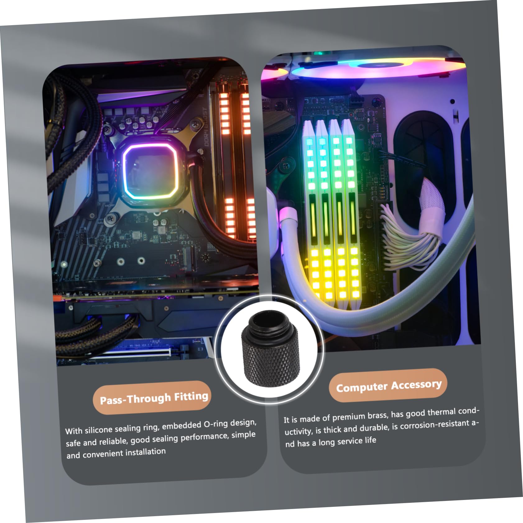 OSALADI Water Cooled Coupler Brass Fitting Sturdy Extension Adapter for Computer Water Cooling