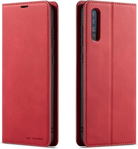 QLTYPRI Funda para Samsung Galaxy A70, Funda de cuero PU Premium TPU Bumper con tarjetero Kickstand Adsorción magnética oculta a prueba de golpes