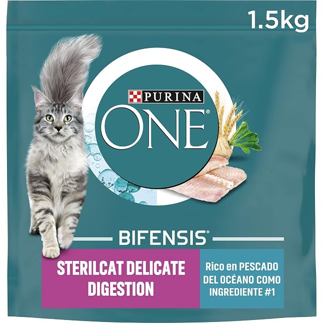 Purina ONE pienso gato Esterilizado Adulto digestión Sensible 6x1,5 kg