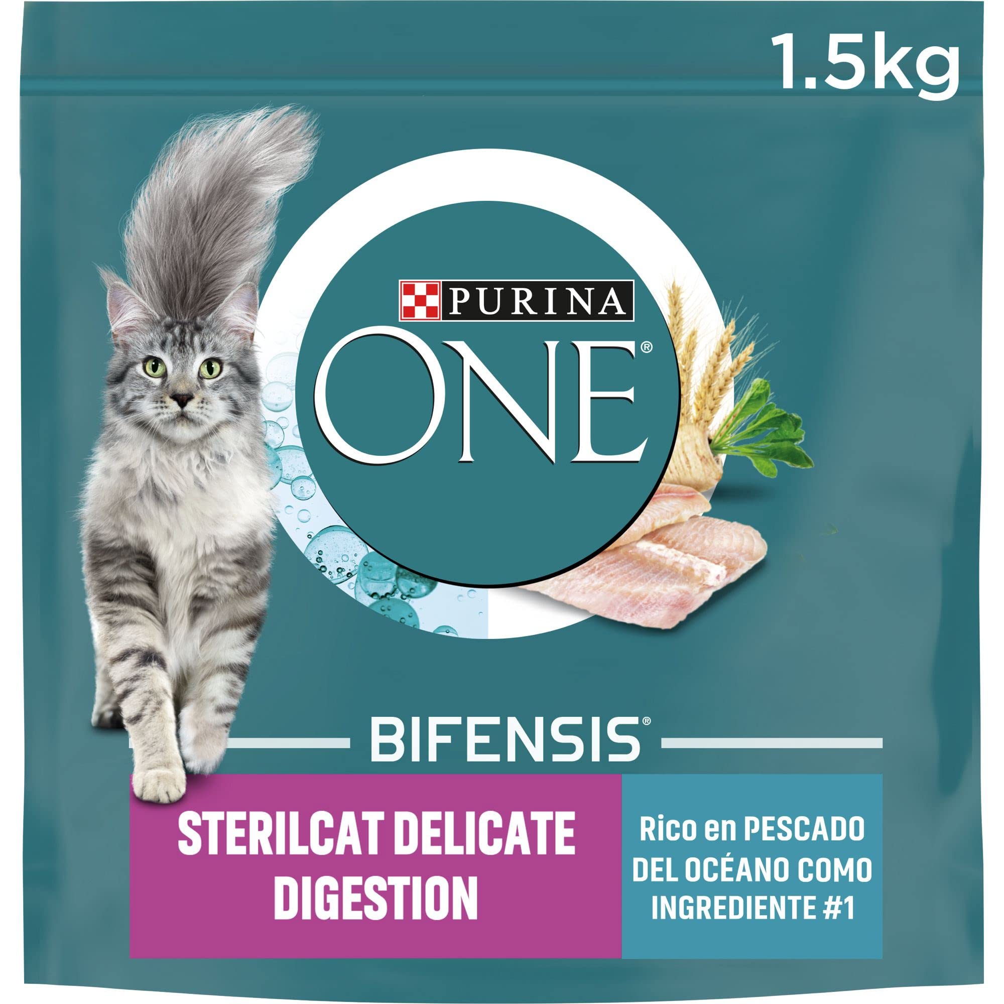 Purina One N.a. Bifensis Comida Pienso Para Gato Esterilizado Digestión Sensible Delicate Pescado Del Oceano, 6 Bolsas De1,5Kg