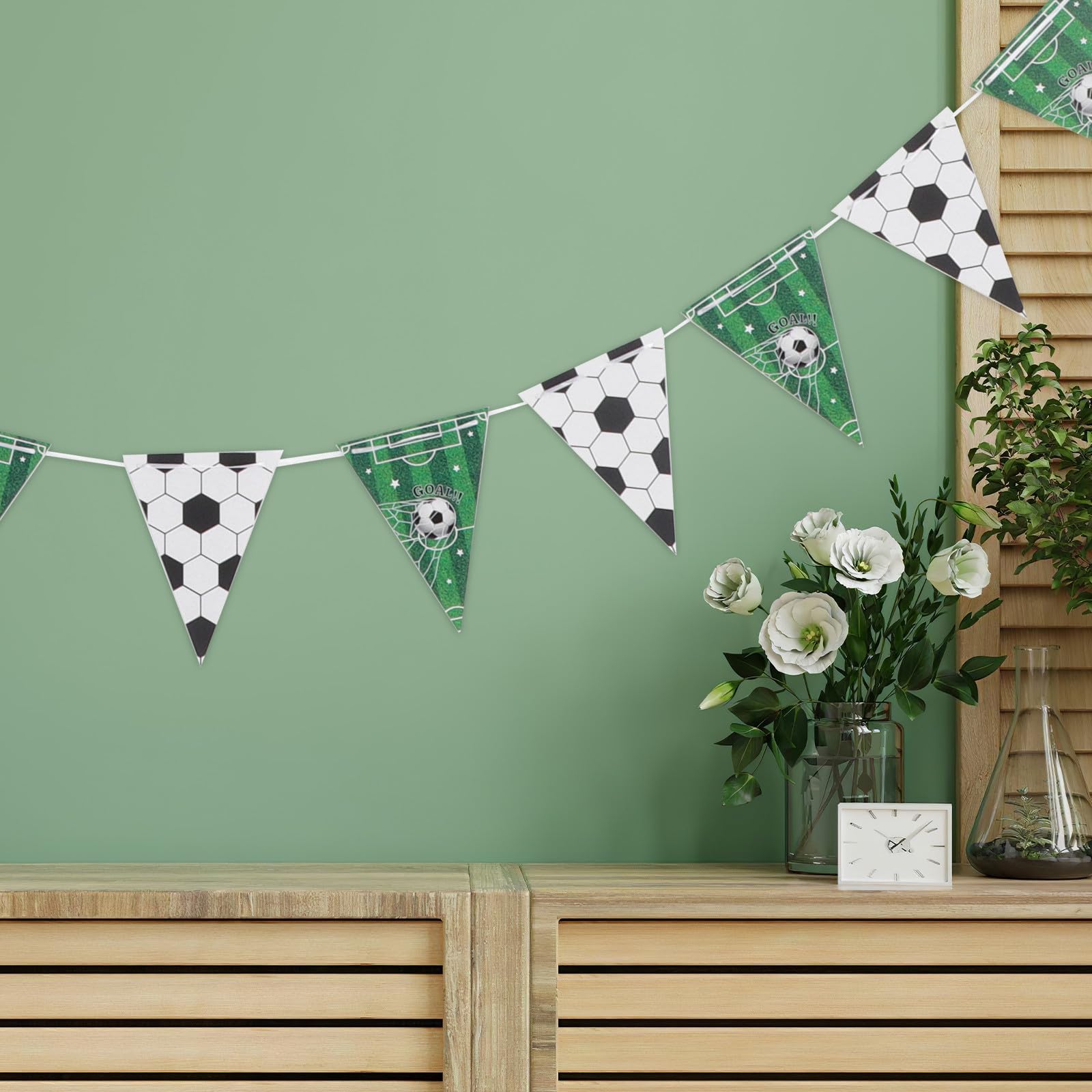 iplusmile Guirlandes De Fanions De Football Lot De 5 BannièRes Triangulaires En Papier Aux Couleurs Assorties DéCorations De FêTe Coupe Du Monde 2026 Et Anniversaire À ThèMe Football