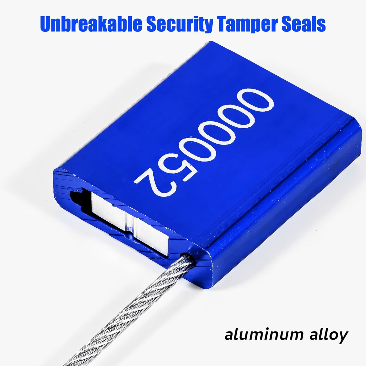 500pcs High-Security Steel Cable Seals, 0.06”x11.8” Pull Tight Anti Tamper Seal, Numbered Metal Container Tags Seals for Shipping Truck Trailer Van Cargo Fire Extinguisher (Blue)
