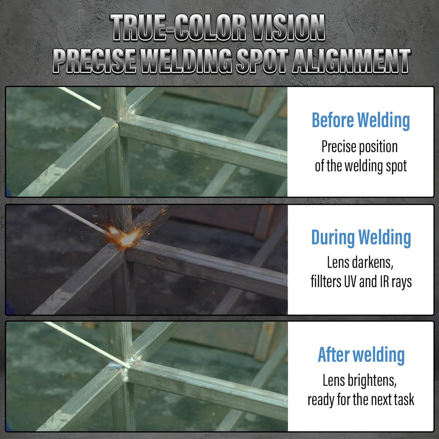 GNI Weldeing Helmet Auto-Darkening, Upgrade Portable Foldable Welder Helmet, Solar Powered Welding Hood for Beginners, True-Color Welding Shield, Safety Protective for Stick MIG TIG and Grind