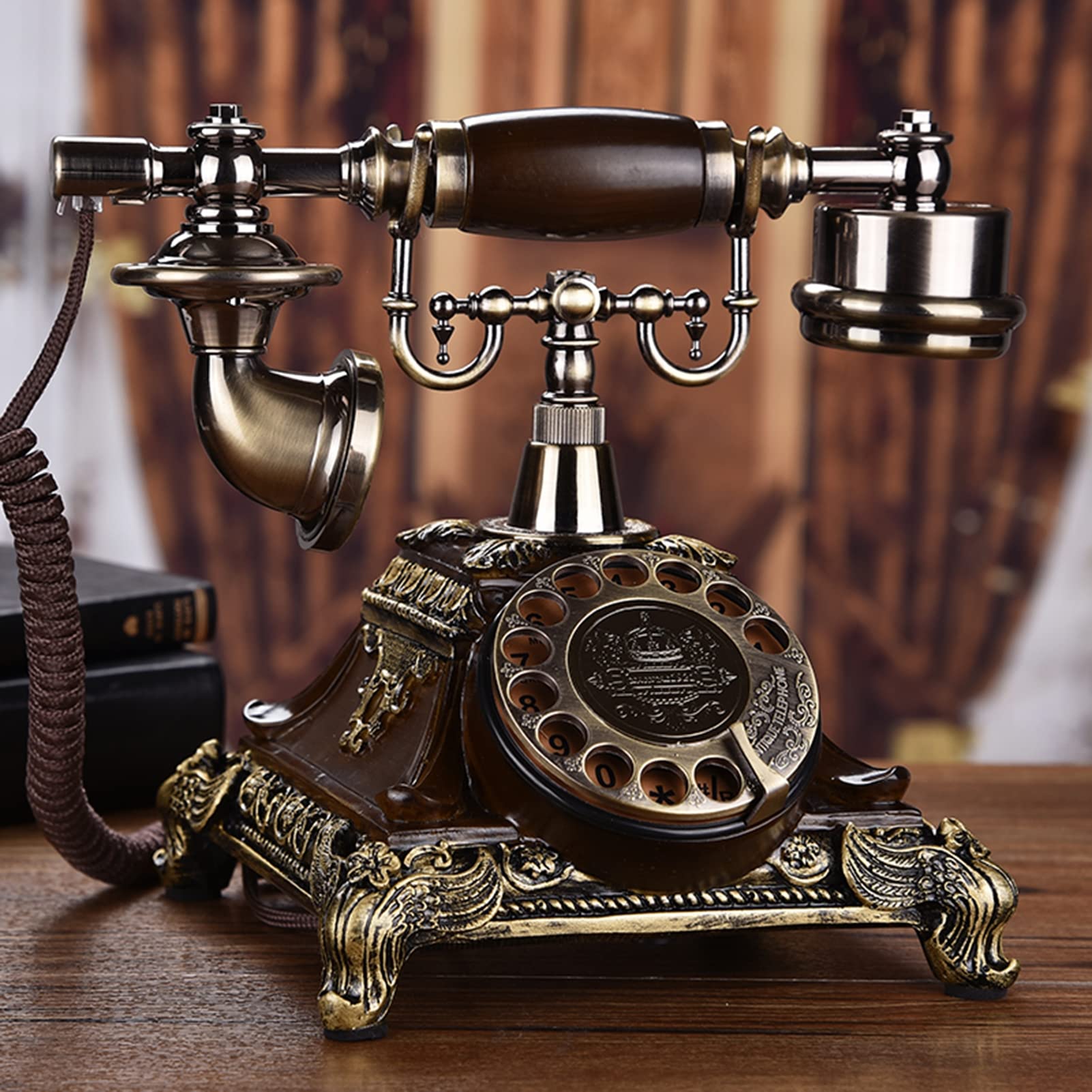Telefon Stacjonarny Retro, Klasyczny Telefon Stacjonarny Z Tarczą Obrotową, Staromodny Telefon Stacjonarny Do Domu I Biura, A, A