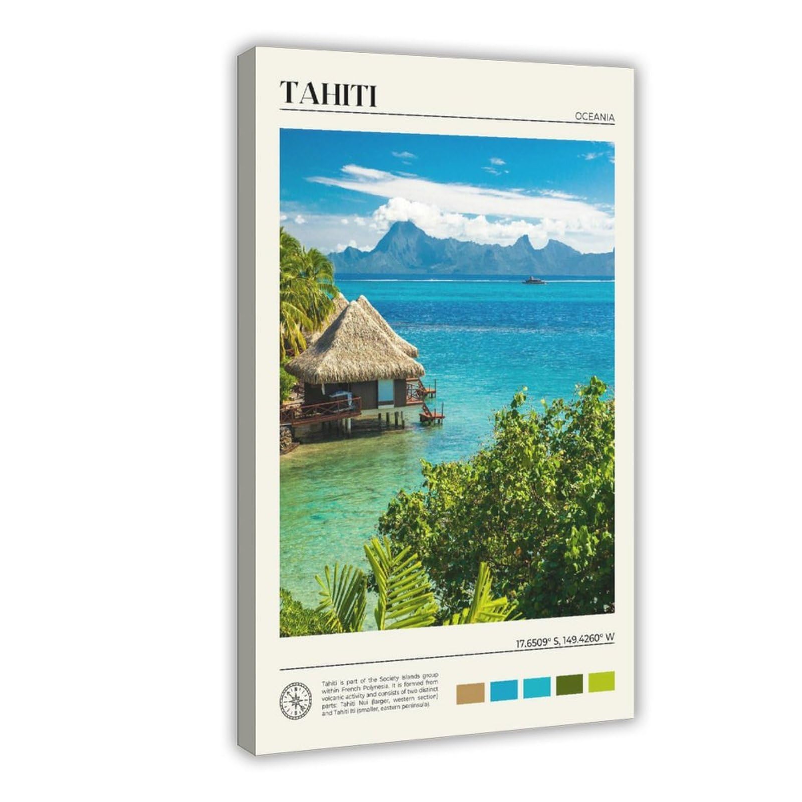 Bareronor Tahiti Poster Canvas Poster Wall Art Decor Print Picture Paintings for Living Room Bedroom Decoration 20" L X 30" W
