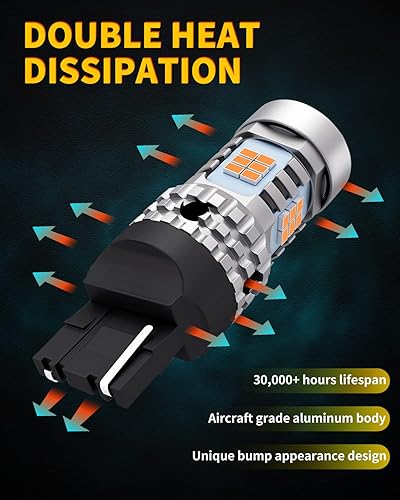 Miniatura 6 de AUXLIGHT Bombillas LED 7440 T20 extremadamente brillantes 7440NA 7441 W21W WY21W 992 Canbus reemplazo libre de errores para luces direccionales,
