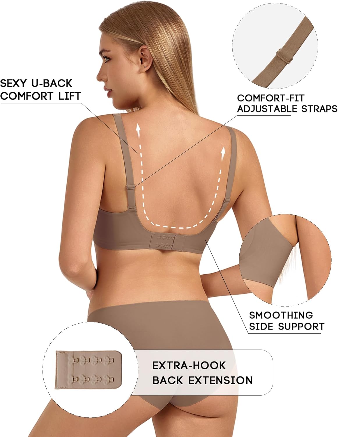 Women's Wireless Soft Jelly Push Up Bra with Deep V Plunge & Light Support, No Underwire Comfort Everyday Bralette - Image 3