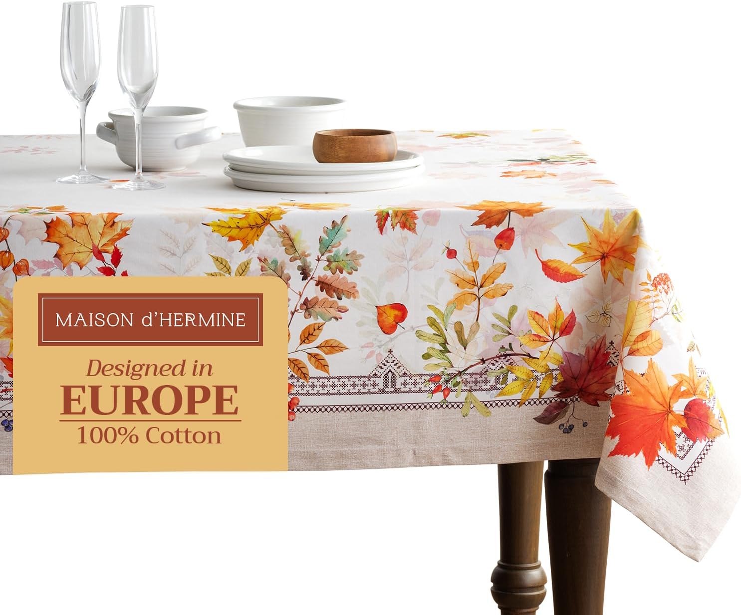 Maison d' Hermine Table Cloth Rectangle Table 100% Cotton 54 x 72 Inches Tablecloth Reusable Decorative Everyday Use for Dining Room, Farmhouse, Home, Party, Festive & Wedding - Amarante