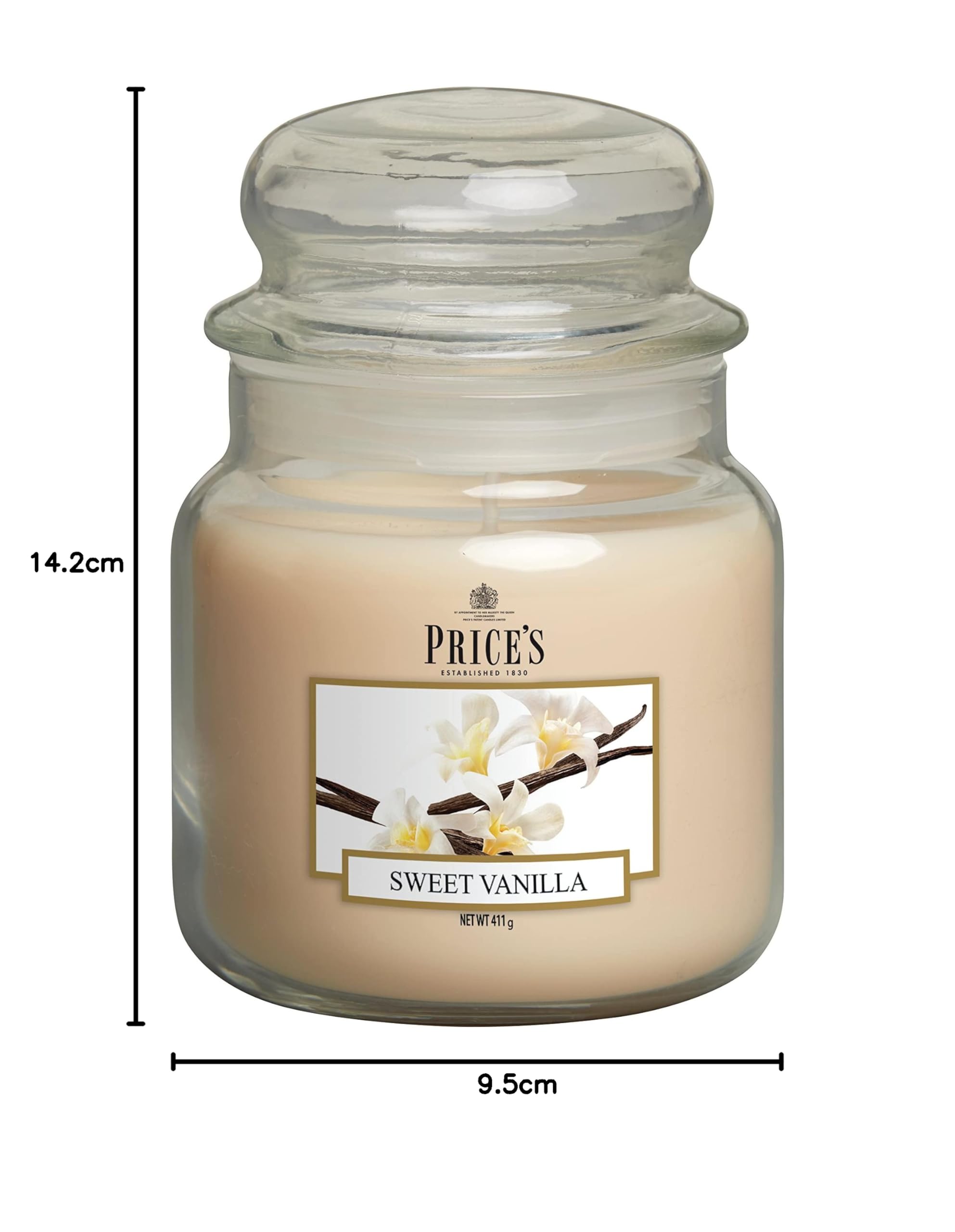 Price's – Sweet Vanilla Medium Jar Candle – słodki, pyszny, wysokiej jakości zapach – długotrwały zapach – czas palenia do 90 godzin – idealna na każdą okazję