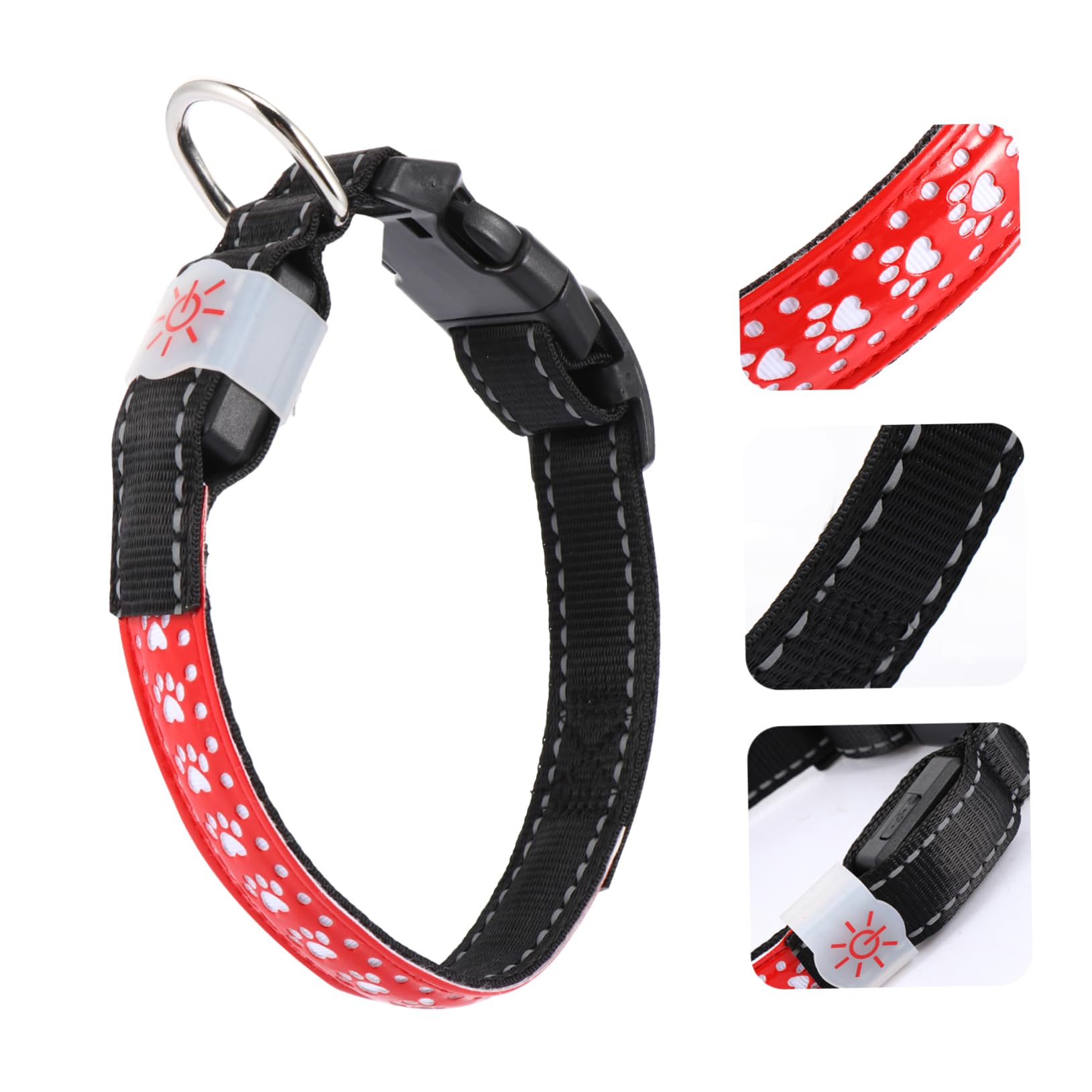 FRCOLOR 2 Piezas Collar Luminoso para Perro Collares De Perro para Cachorros Disfraz De Collar De Mascota Brillante Suministros De Mascotas Cuero PU Rojo Flash