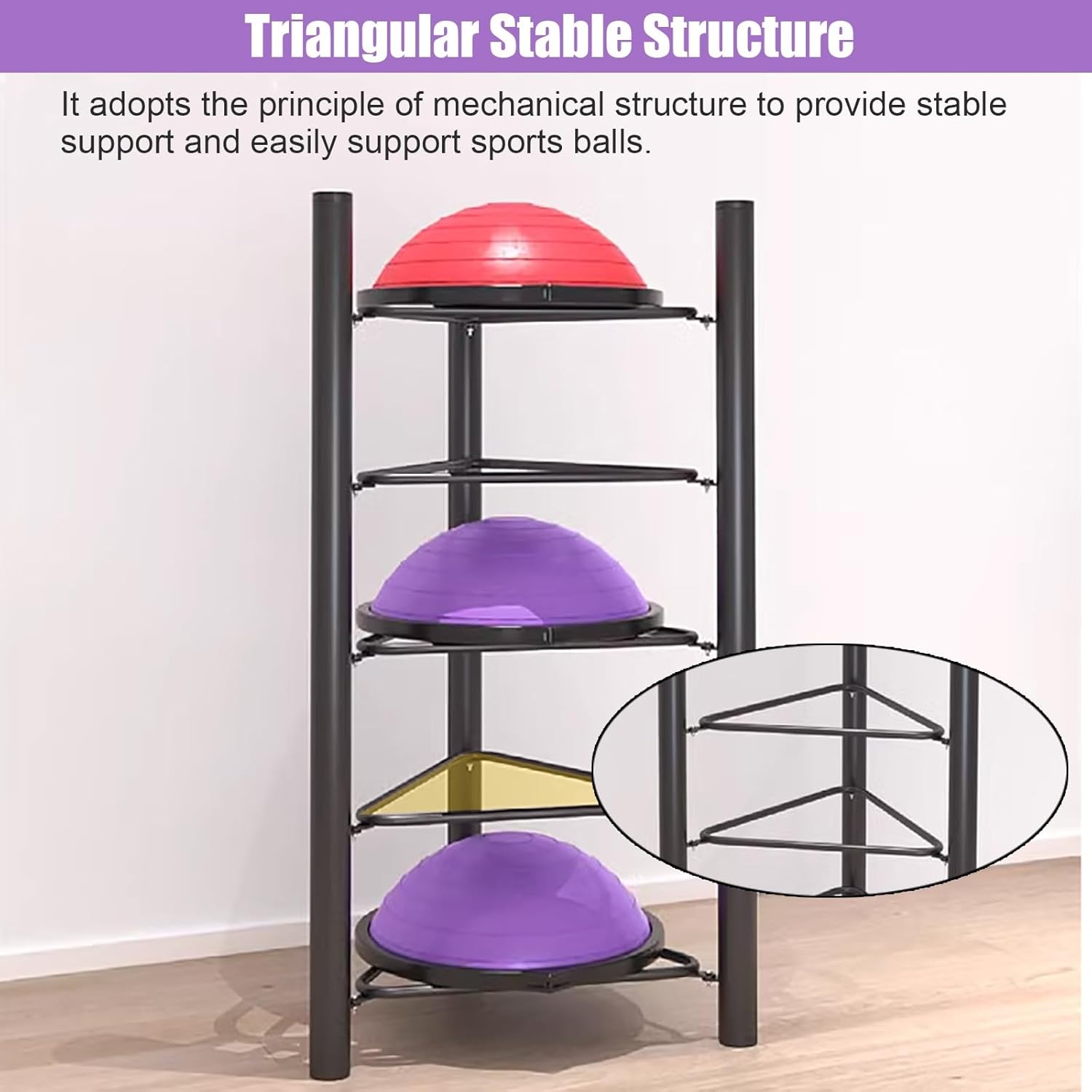 Commercial Gym Exercise Ball Holder Half Ball Balance Trainer Holder Freestanding Exercise Half Ball Stand Rack, Gym/Yoga Studio 5/6 Layer Stability Balls Organizer(White 5 Tier)