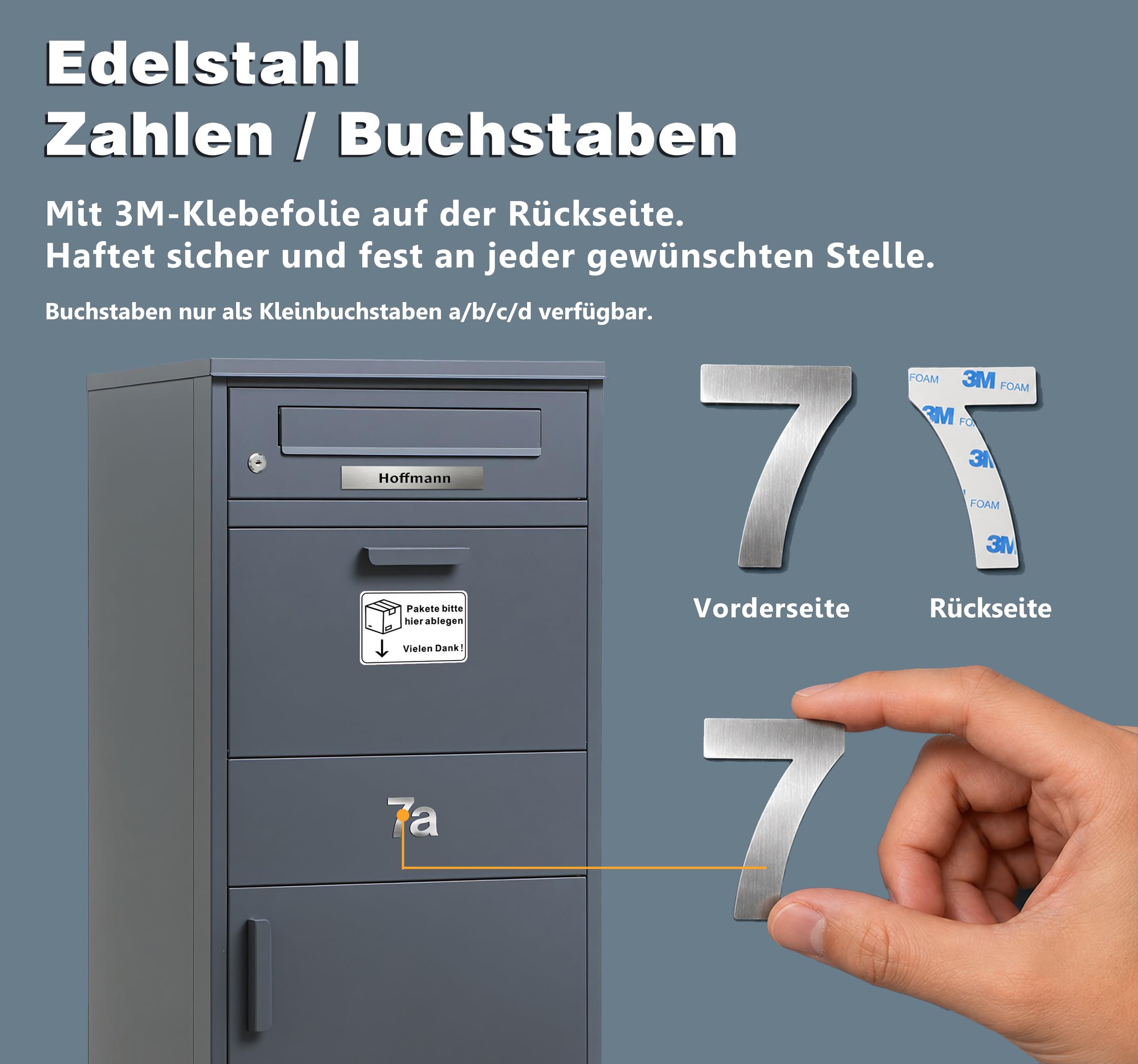Zedelmaier Paketbox Briefkasten mit großem Paketfach, XXL Paketbriefkasten für Außenbereich, personalisiert mit Edelstahl Namensschild & Hausnummer, inkl. 4 Schlüssel(112 x 50 x 39 cm)