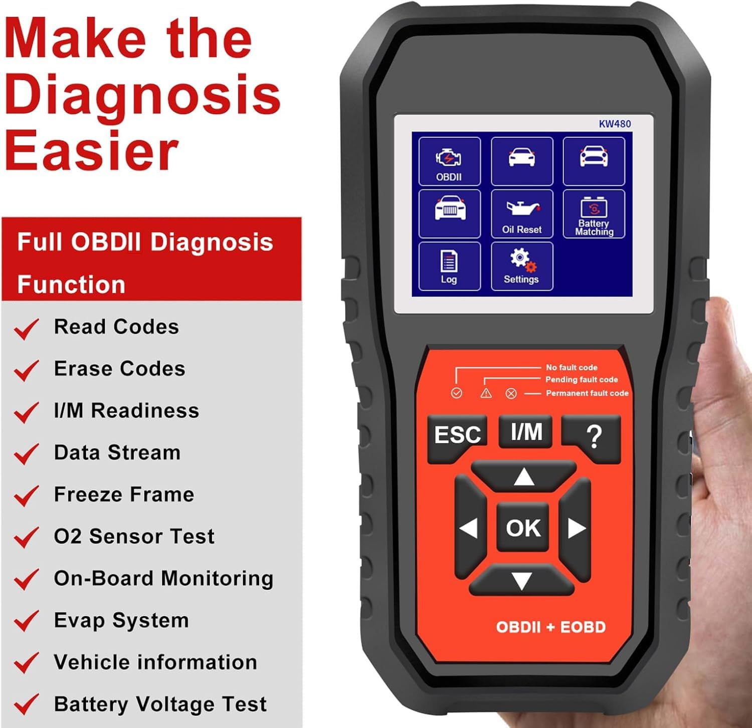 Herramienta de escaneo OBDⅡ de Sistema Completo, Coincidencia de batería, inspección DPF, SAS, programación, reemplazo de Coincidencia del Acelerador