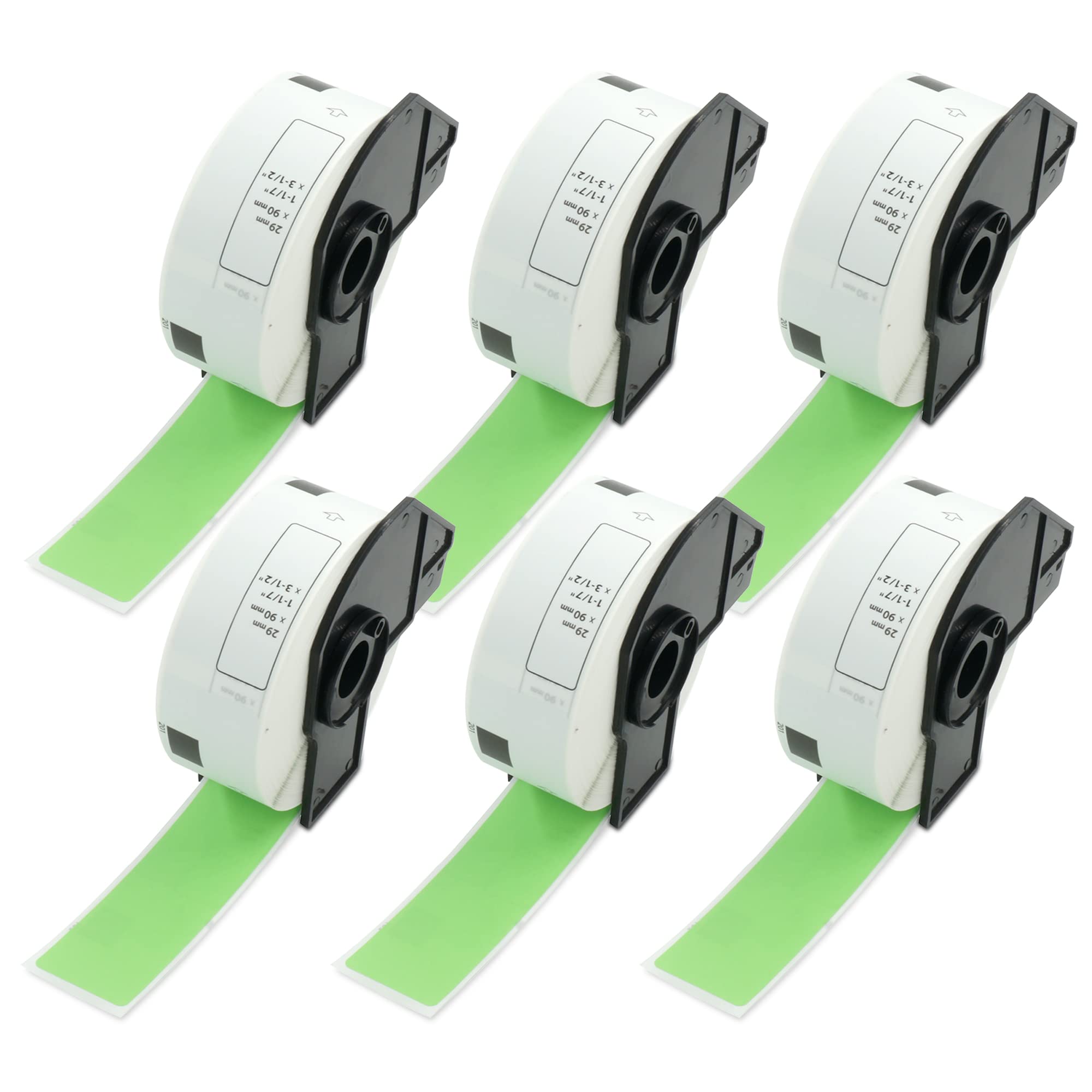 BETCKEY - 6 Rotoli DK-11201 Etichette per Indirizzi Compatibile con Brother, 29mm x 90mm, 2400 Etichette Colorate Verde per Stampanti di Etichette Brother QL