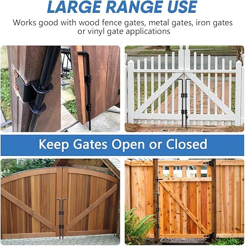 Miniatura 6 de HANSHAN Perno de caña resistente para puerta de 24 pulgadas, acero con acabado negro, paquete de 2 unidades para puerta doble