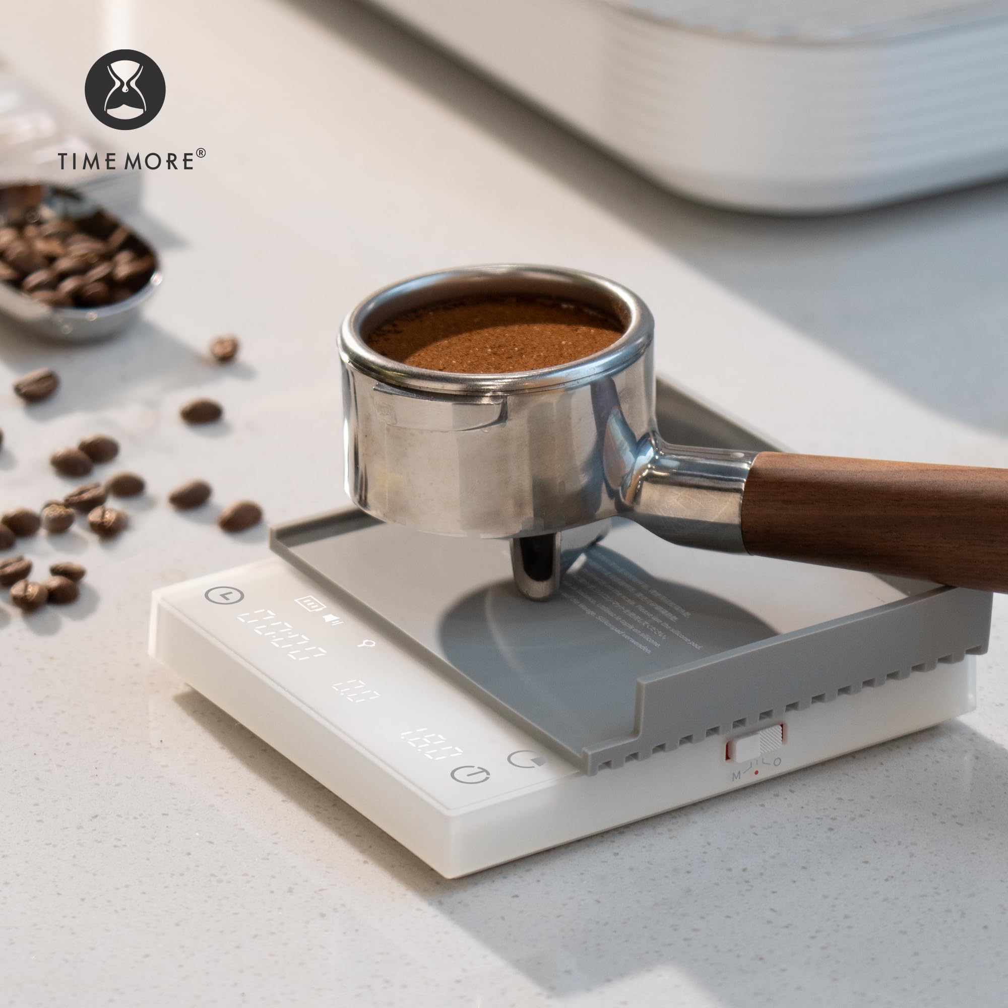 TIMEMORE Black Mirror Basic 3 Báscula de Café para Pour-Over y Espresso, 0,1g Alta Precisión con Temporizador, 3 Modos, oz/kg, 1600mAh USB-C, Blanco